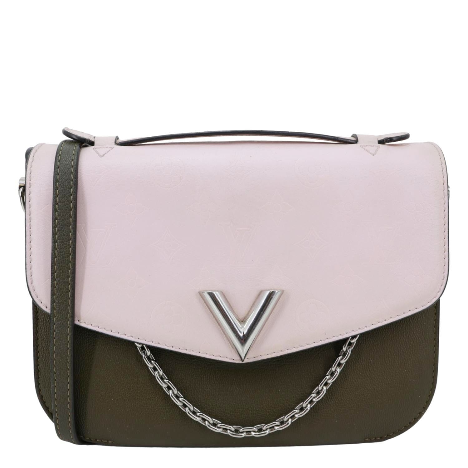 LOUIS VUITTON Very Calfskin Leather Saddle Shoulder Bag Khaki Green