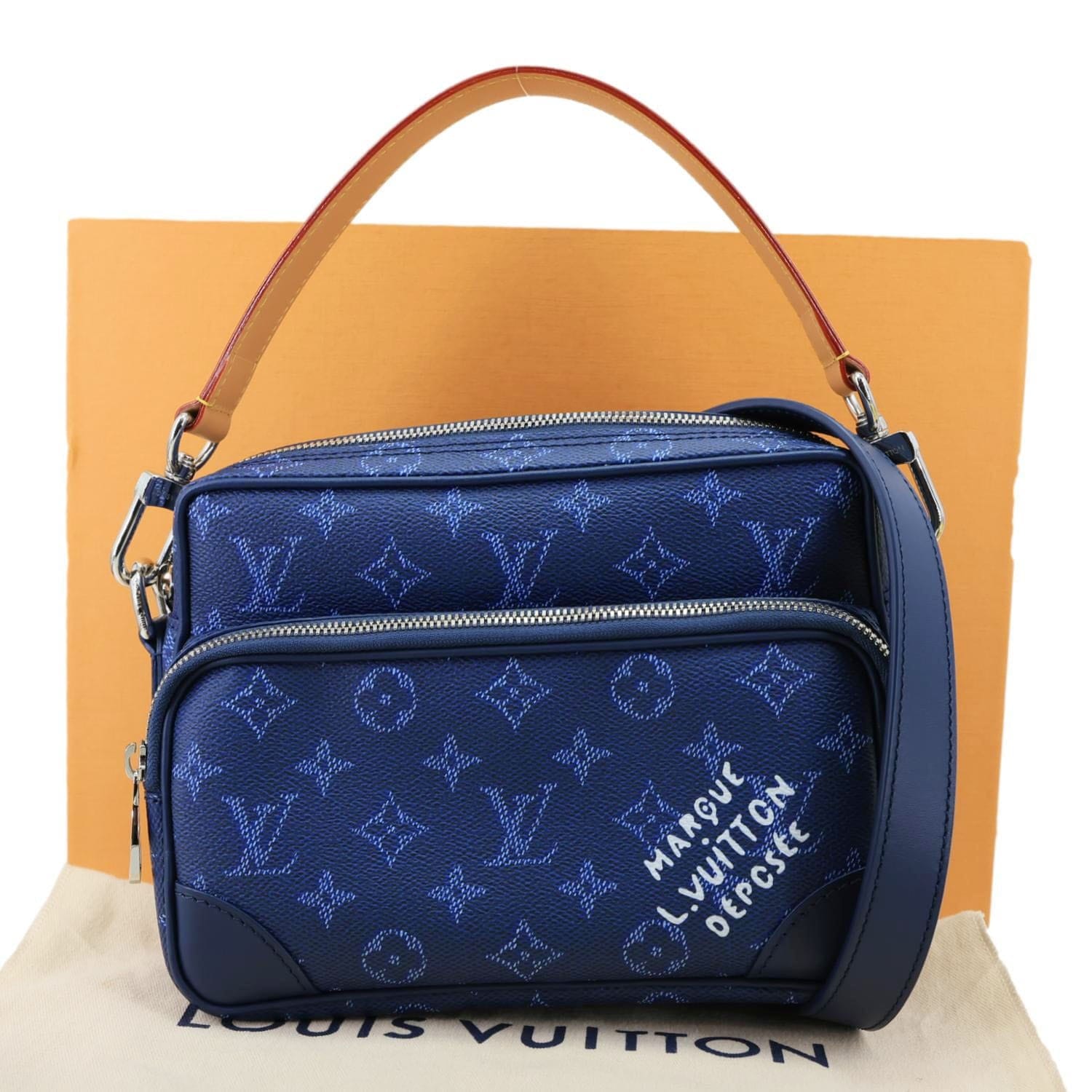LOUIS VUITTON Nil Monogram Heritage Canvas Shoulder Bag Blue