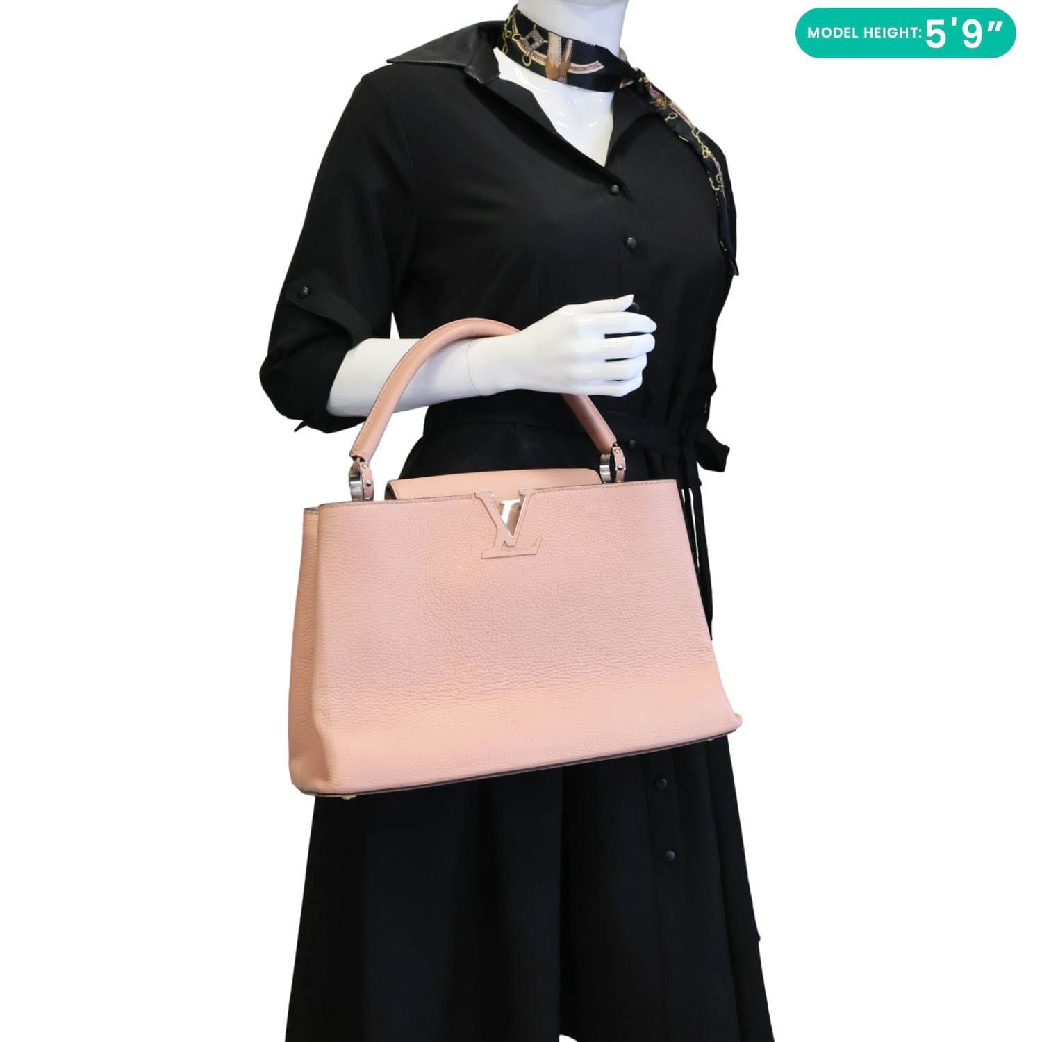 LOUIS VUITTON Capucines MM Taurillon Leather Satchel Bag Magnolia