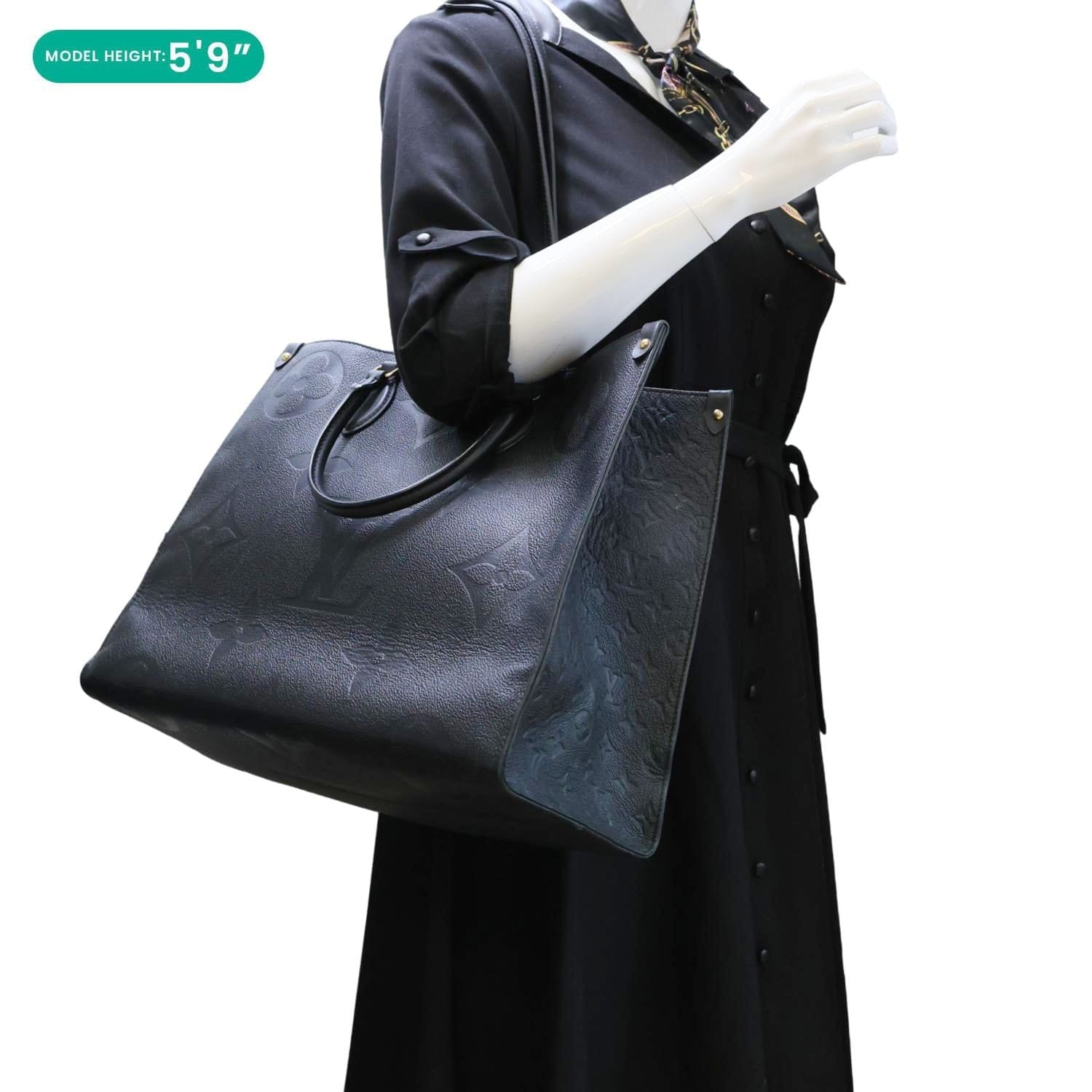 LOUIS VUITTON Onthego GM Giant Monogram Empreinte Shoulder Bag Black