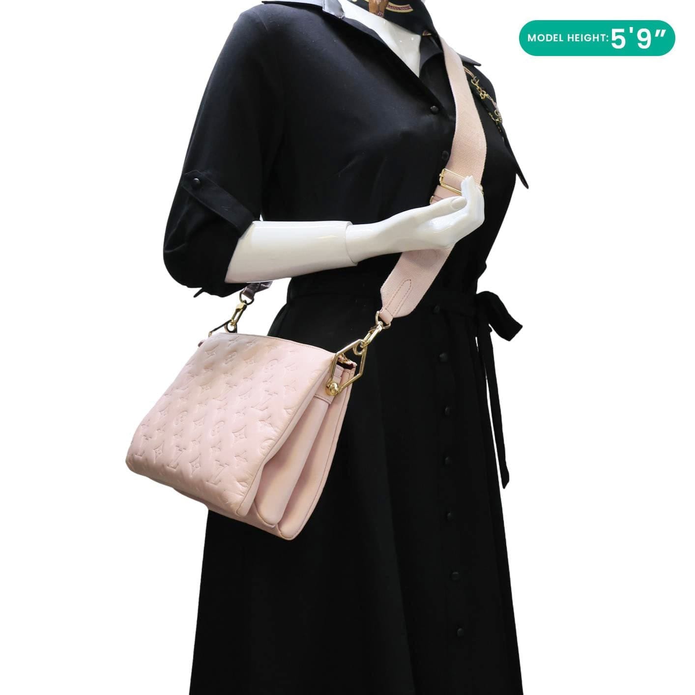 LOUIS VUITTON Coussin PM Monogram Embossed Leather Shoulder Bag Pink