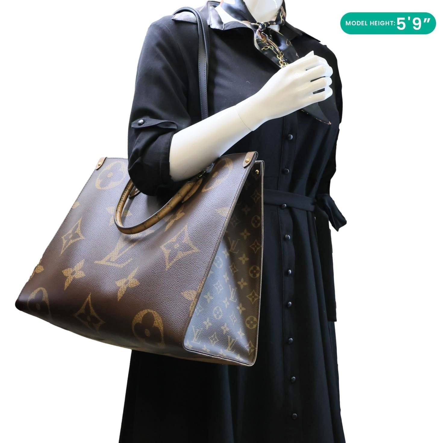 LOUIS VUITTON Onthego GM Reverse Monogram Giant Canvas Shoulder Bag Brown