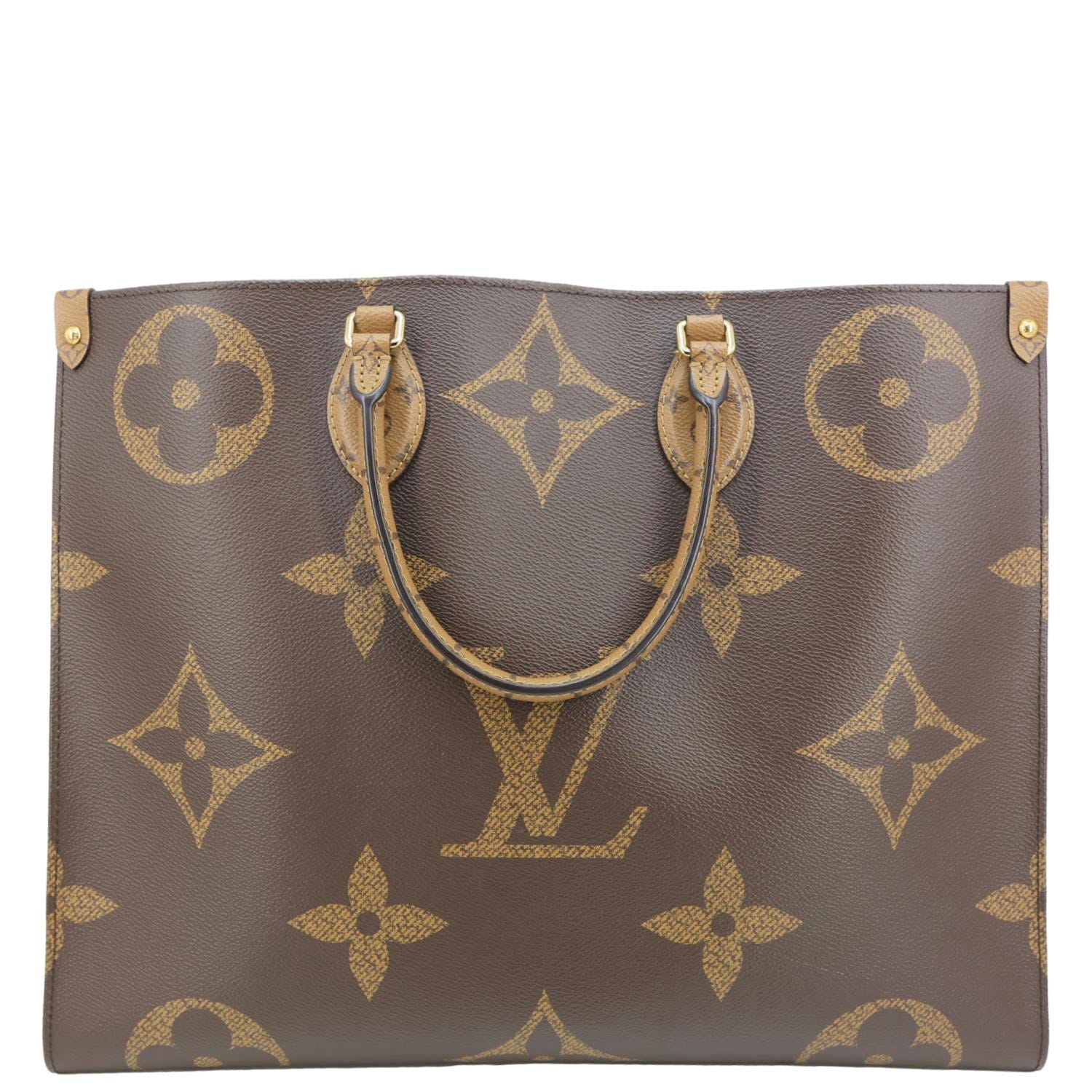 LOUIS VUITTON Onthego GM Reverse Monogram Giant Canvas Shoulder Bag Brown