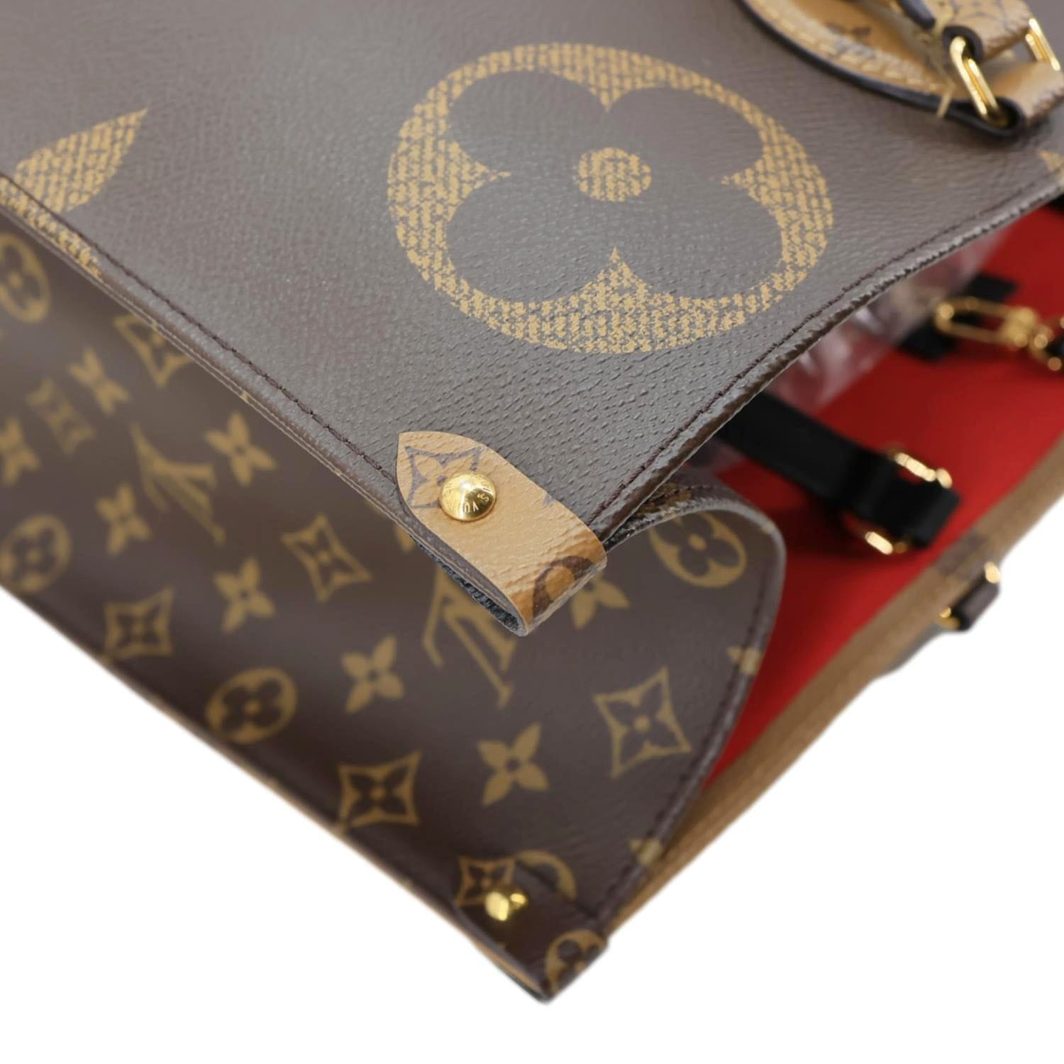 LOUIS VUITTON Onthego GM Reverse Monogram Giant Canvas Shoulder Bag Brown