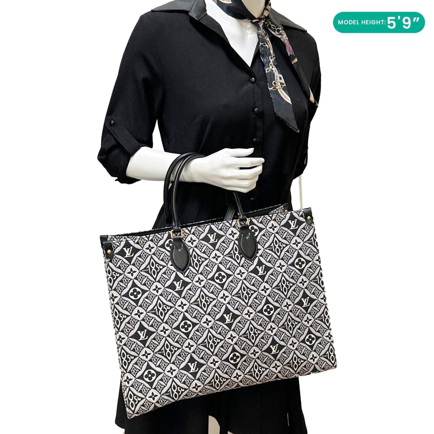LOUIS VUITTON Onthego GM Since 1854 Jacquard Shoulder Bag Black