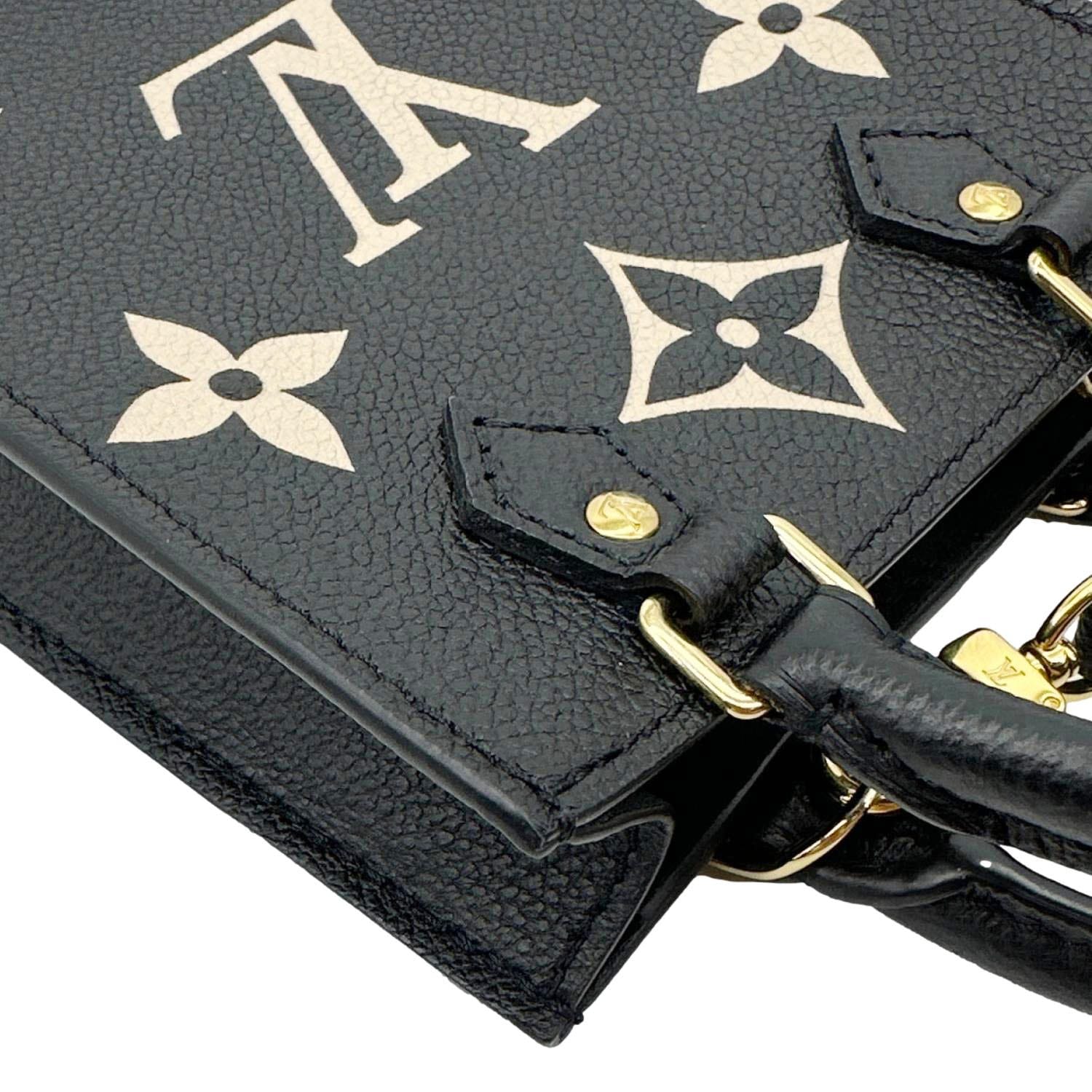LOUIS VUITTON Petit Sac Plat Monogram Empreinte Leather Shoulder Bag Black