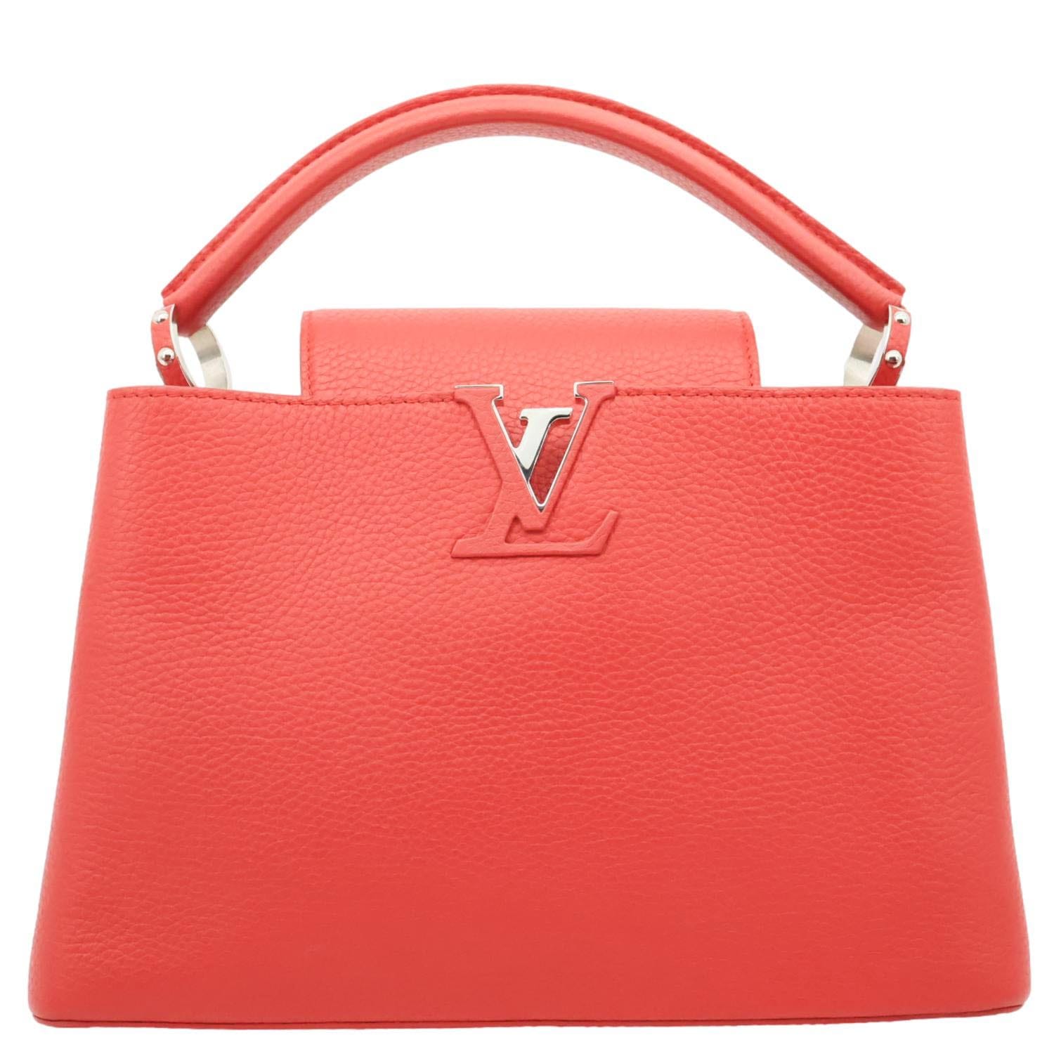 LOUIS VUITTON Capucines PM Taurillon Leather Shoulder Bag Red