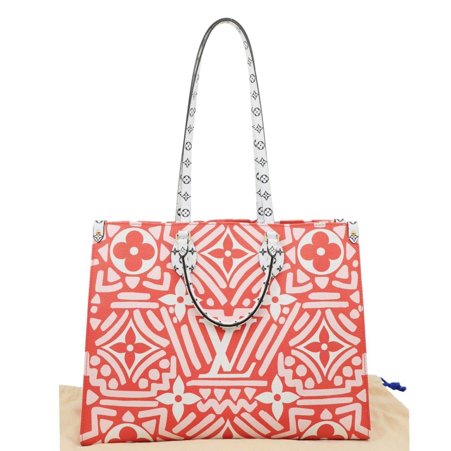 LOUIS VUITTON Onthego GM Crafty Monogram Giant Canvas Shoulder Bag Red