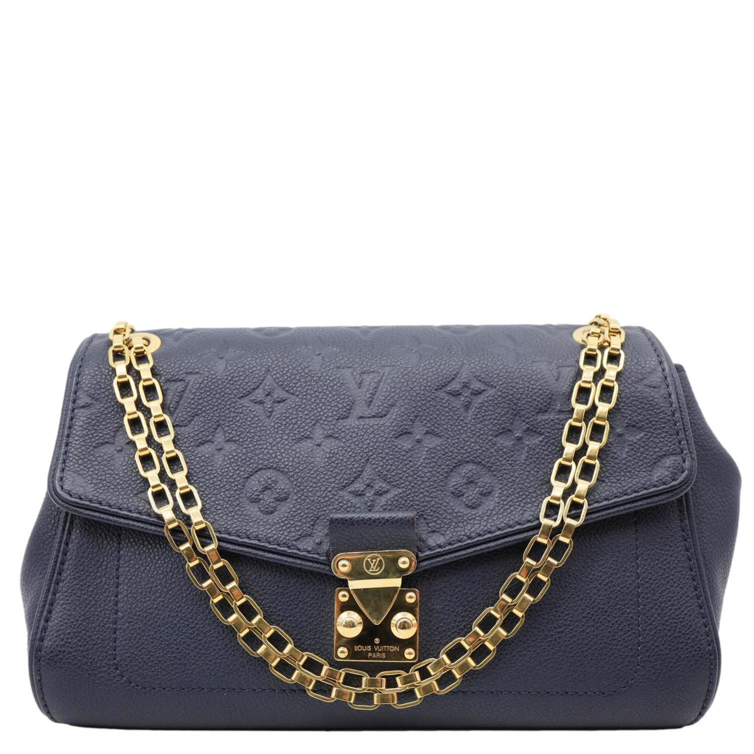 LOUIS VUITTON Saint Germain PM Monogram Empreinte Leather Shoulder Bag Navy Blue