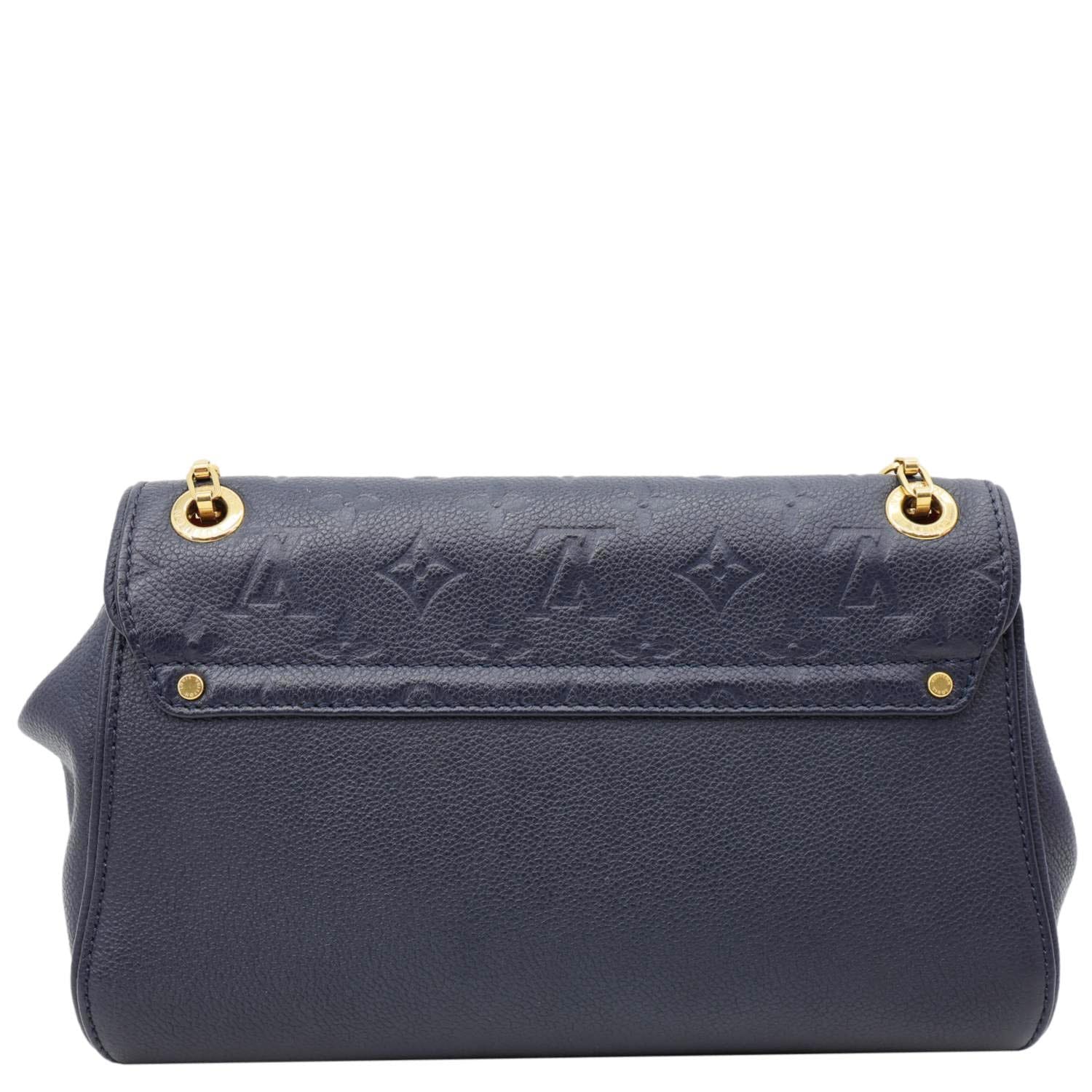 LOUIS VUITTON Saint Germain PM Monogram Empreinte Leather Shoulder Bag Navy Blue