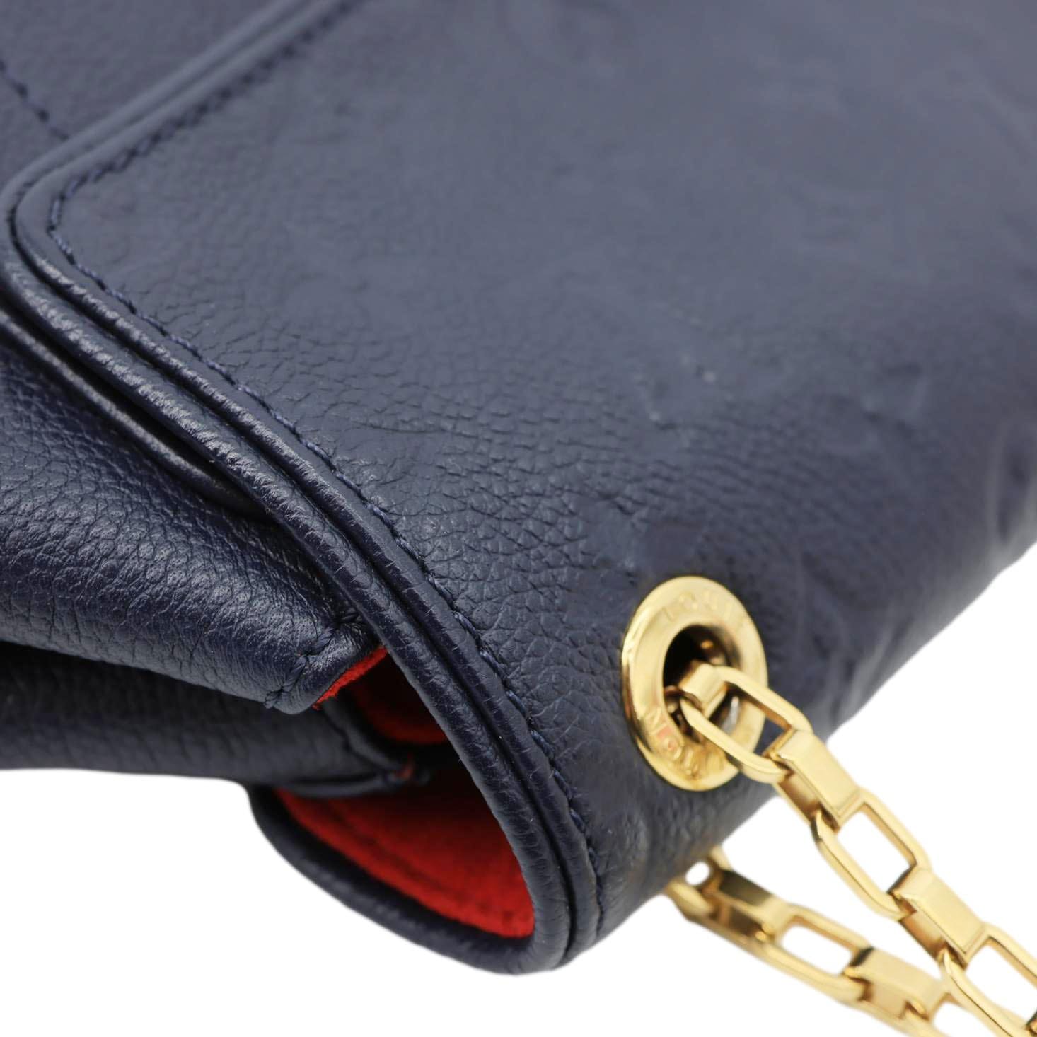 LOUIS VUITTON Saint Germain PM Monogram Empreinte Leather Shoulder Bag Navy Blue