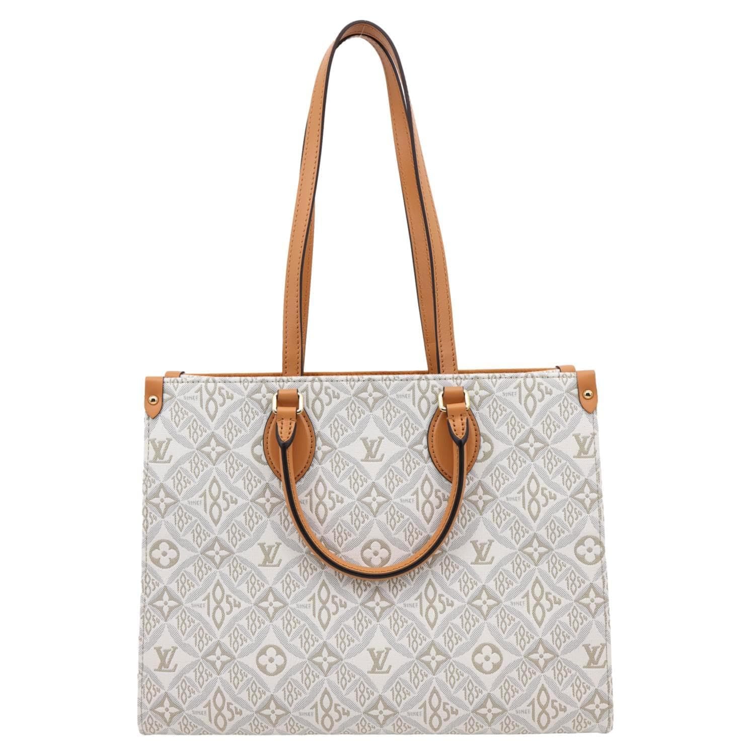 LOUIS VUITTON Since 1854 Onthego MM Jacquard Shoulder Bag Off White