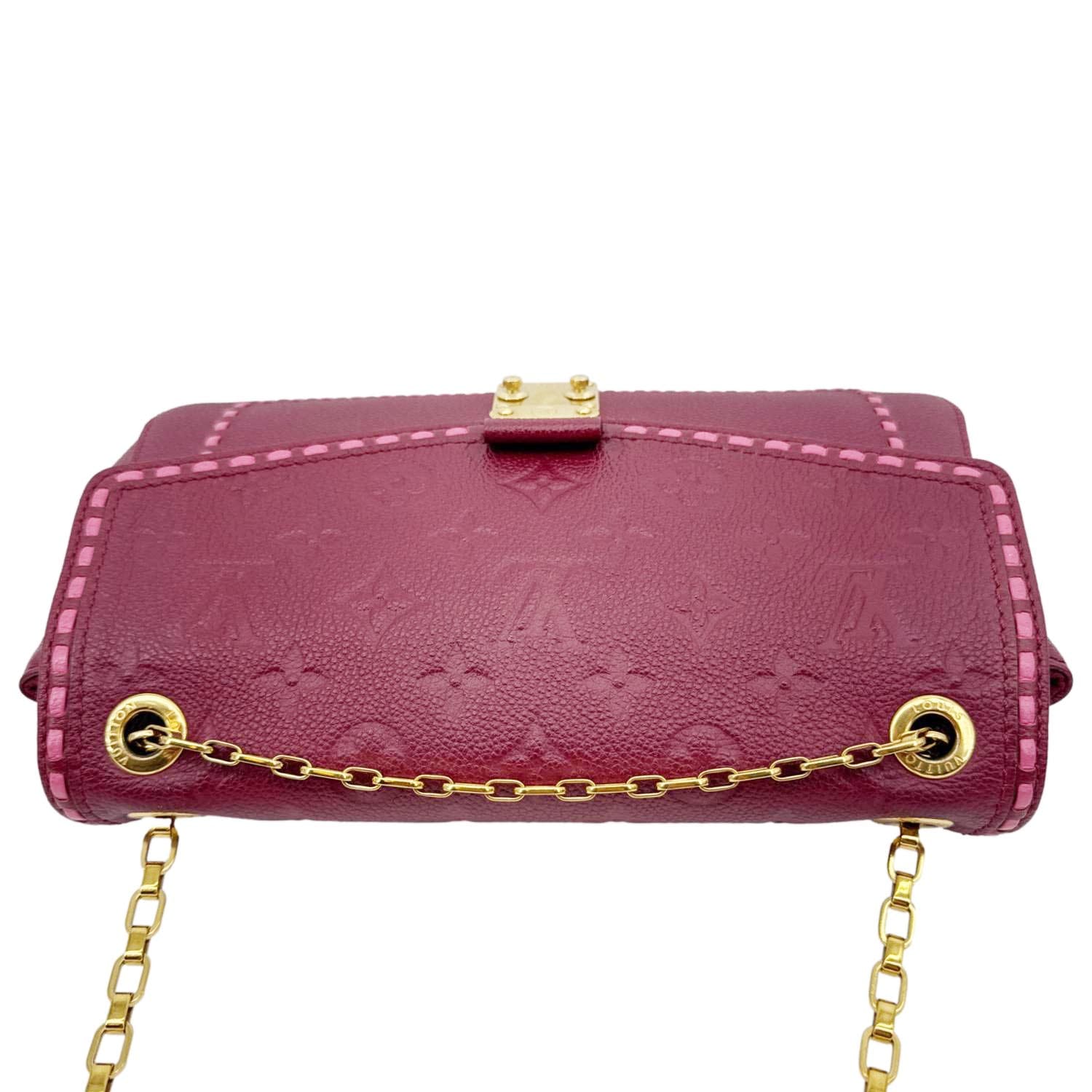 LOUIS VUITTON Saint Germain PM Monogram Empreinte Leather Shoulder Bag Burgundy