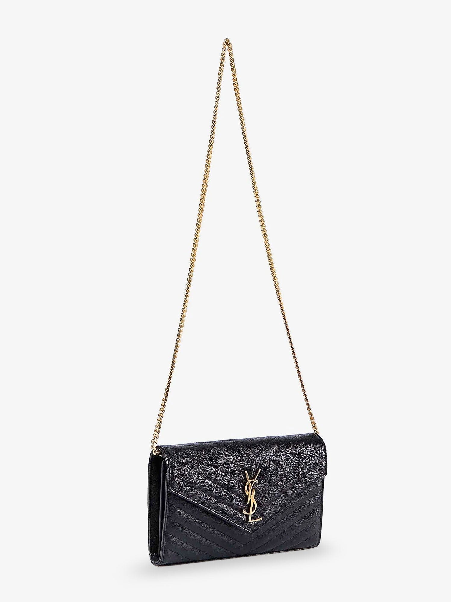 Saint Laurent Women Pochette Cassandre Grain - De - Poudre Leather Crossbody Bag