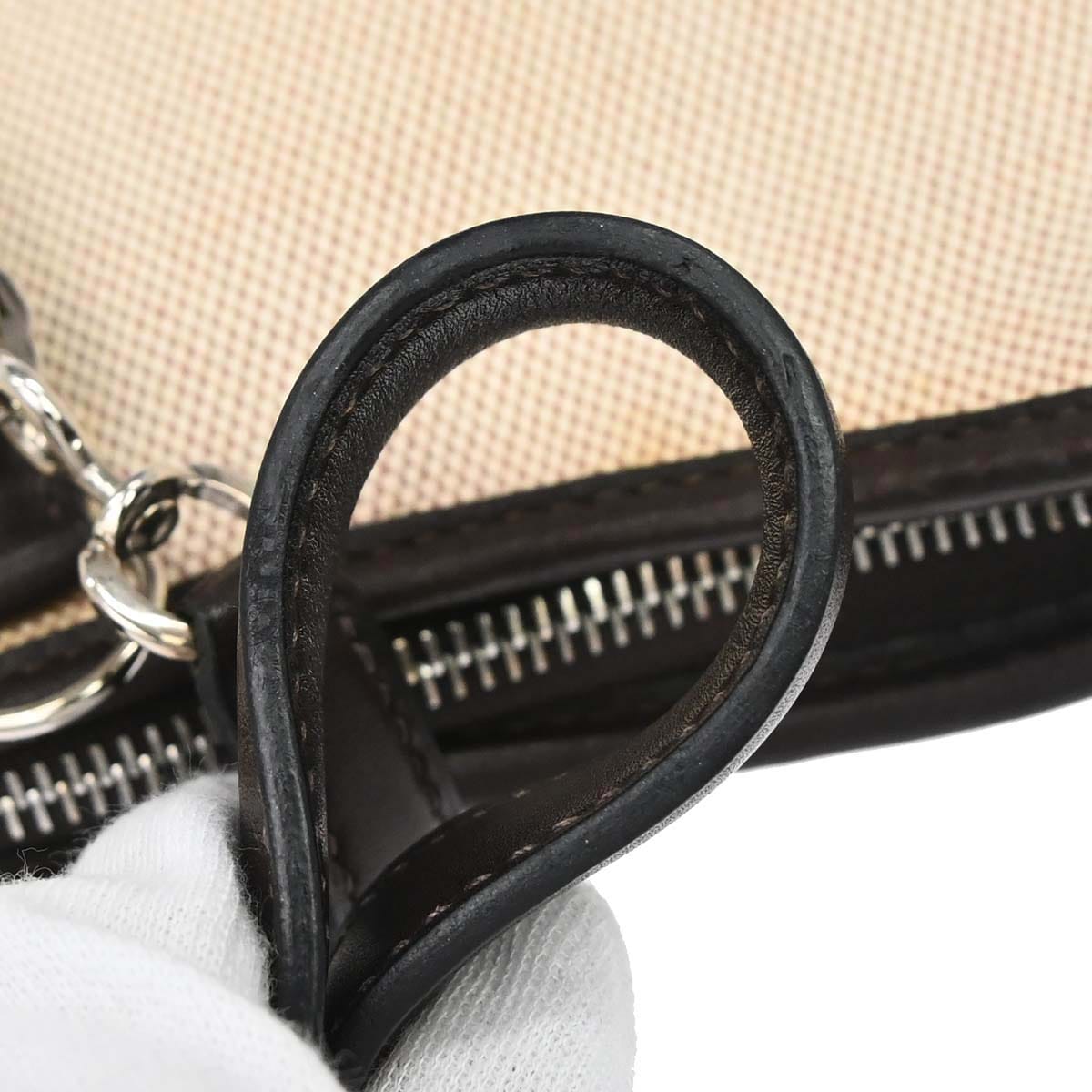 Hermes 2001 Beige Chocolat Toile H Box Calf Trim 31 Shoulder Bag
