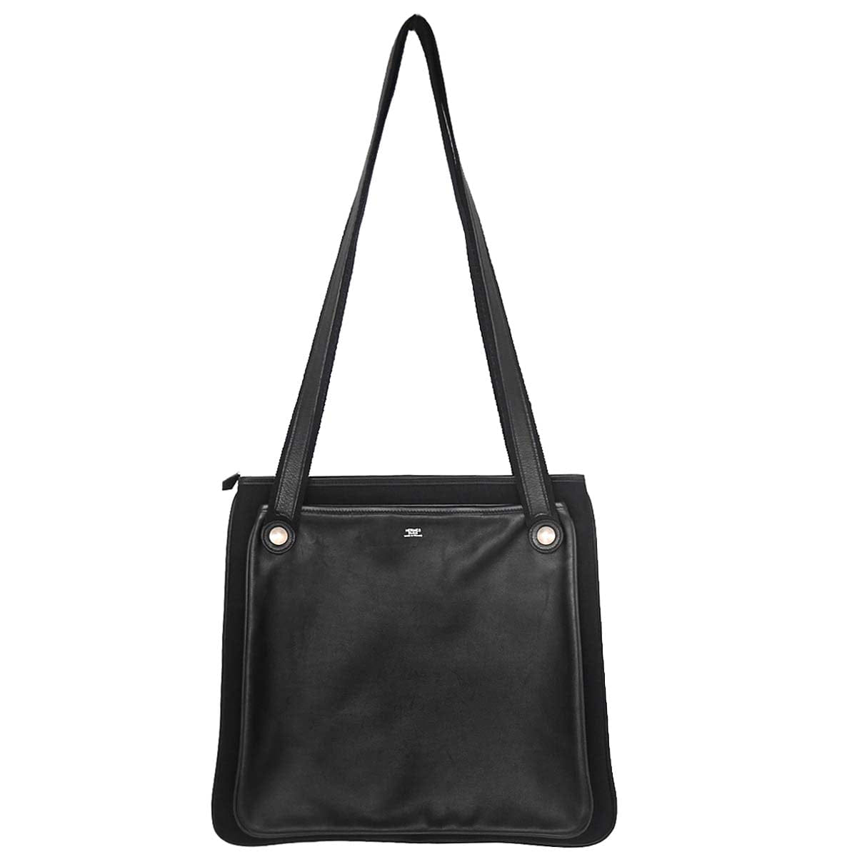 Hermes Black Swift Toile Officier Mrs. Hippie Shoulder Bag