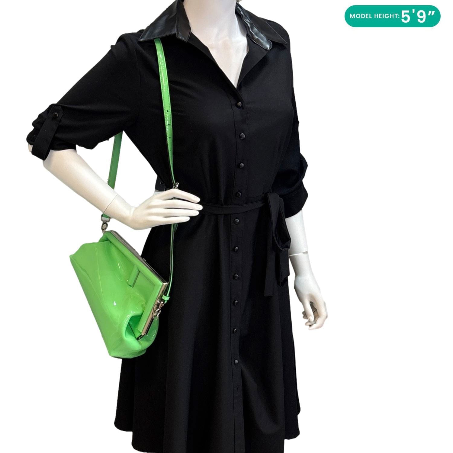 FENDI First Patent Leather Clutch Crossbody Bag Green