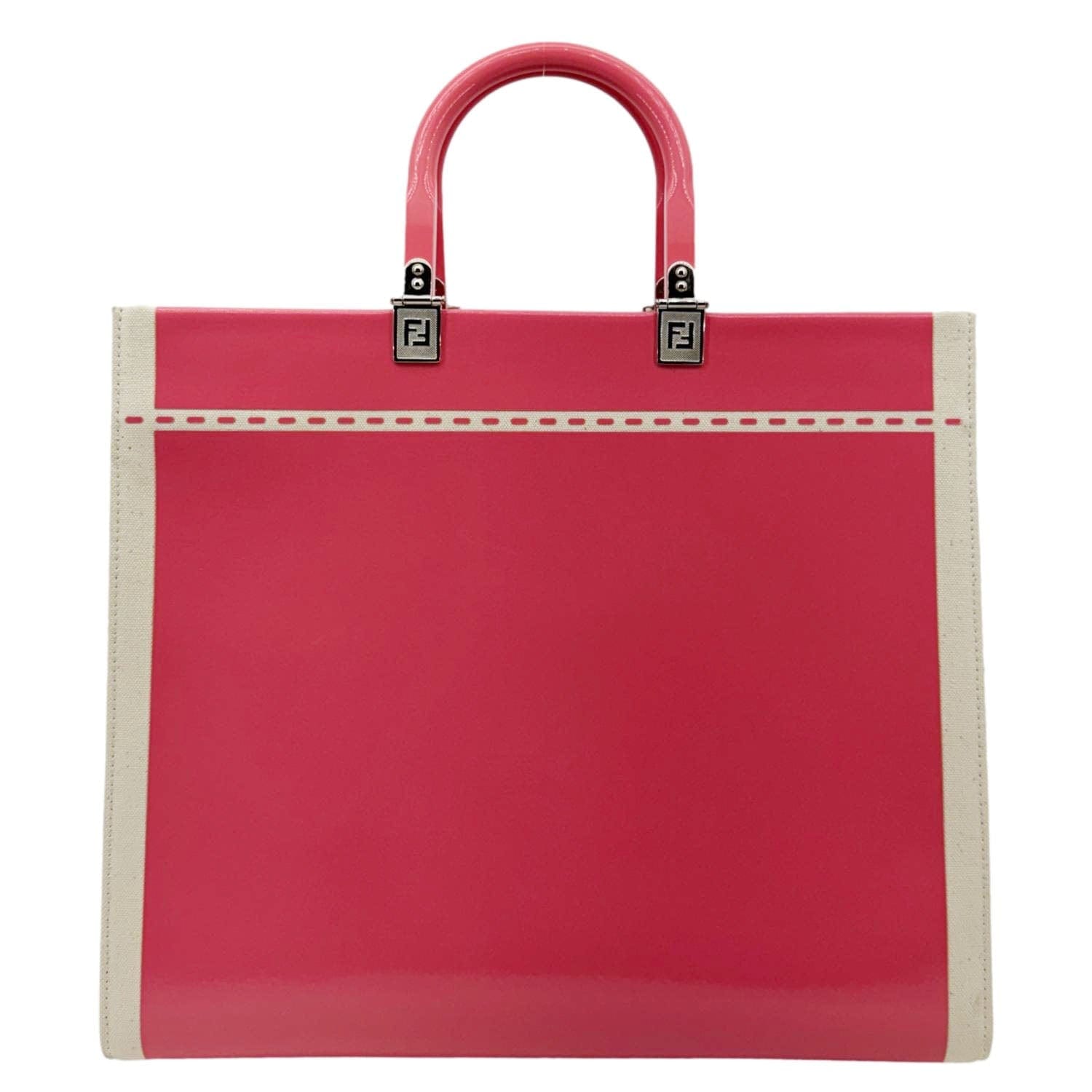 FENDI Sunshine Medium Patent Leather Crossbody Tote Bag Light Pink
