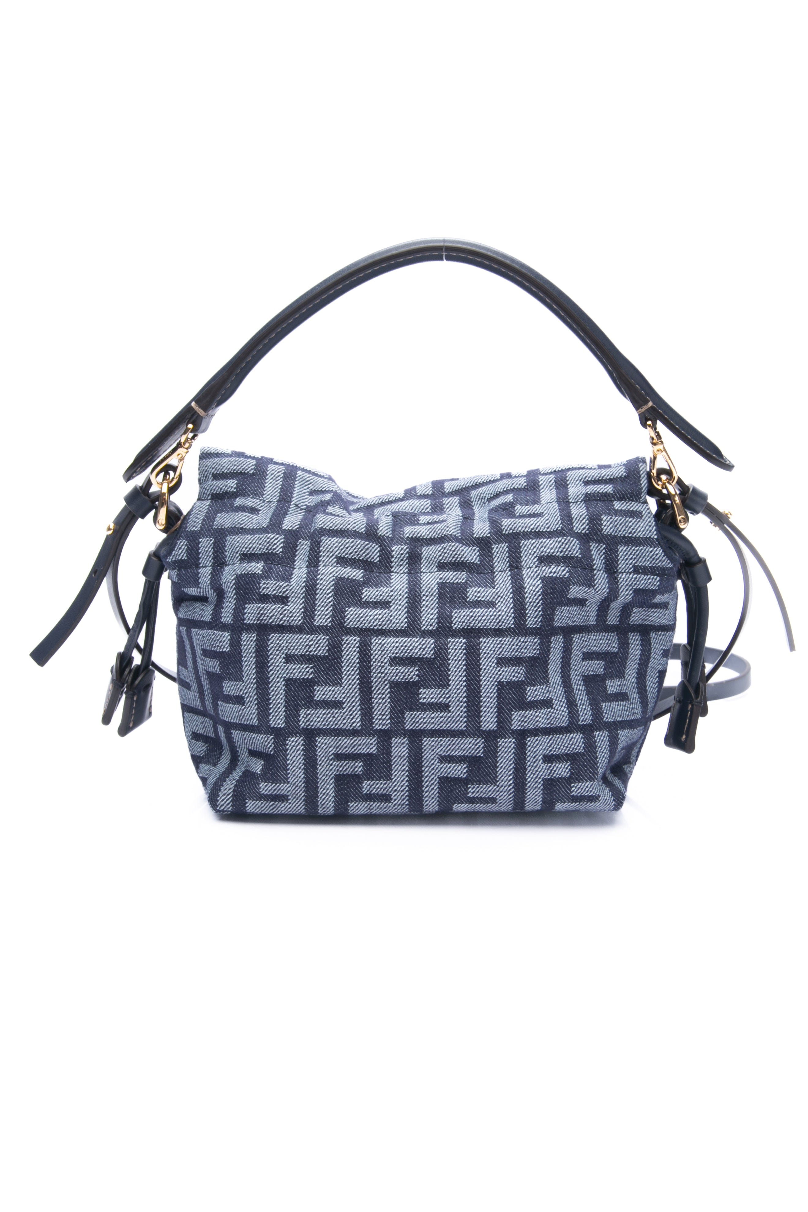 FENDI Blue Denim Mamma Baguette Small Crossbody Bag