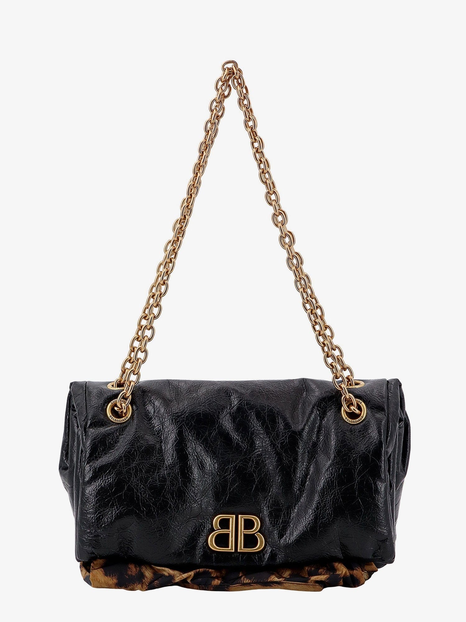 Balenciaga Changeable leather shoulder bag with animalier insert