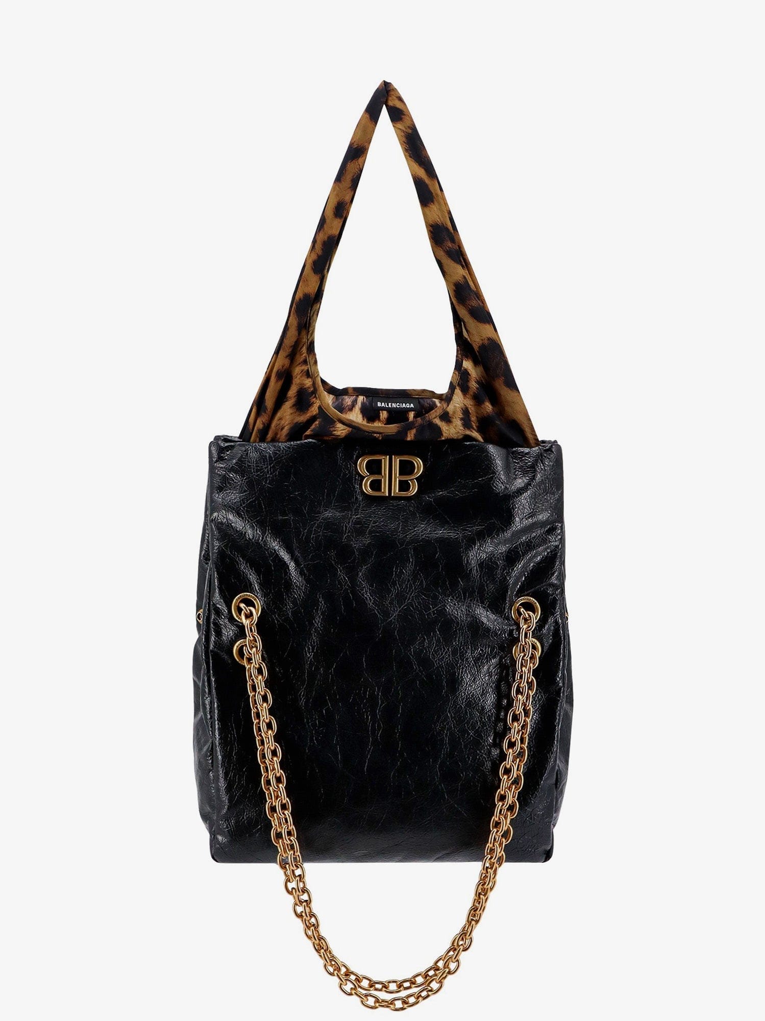 Balenciaga Changeable leather shoulder bag with animalier insert