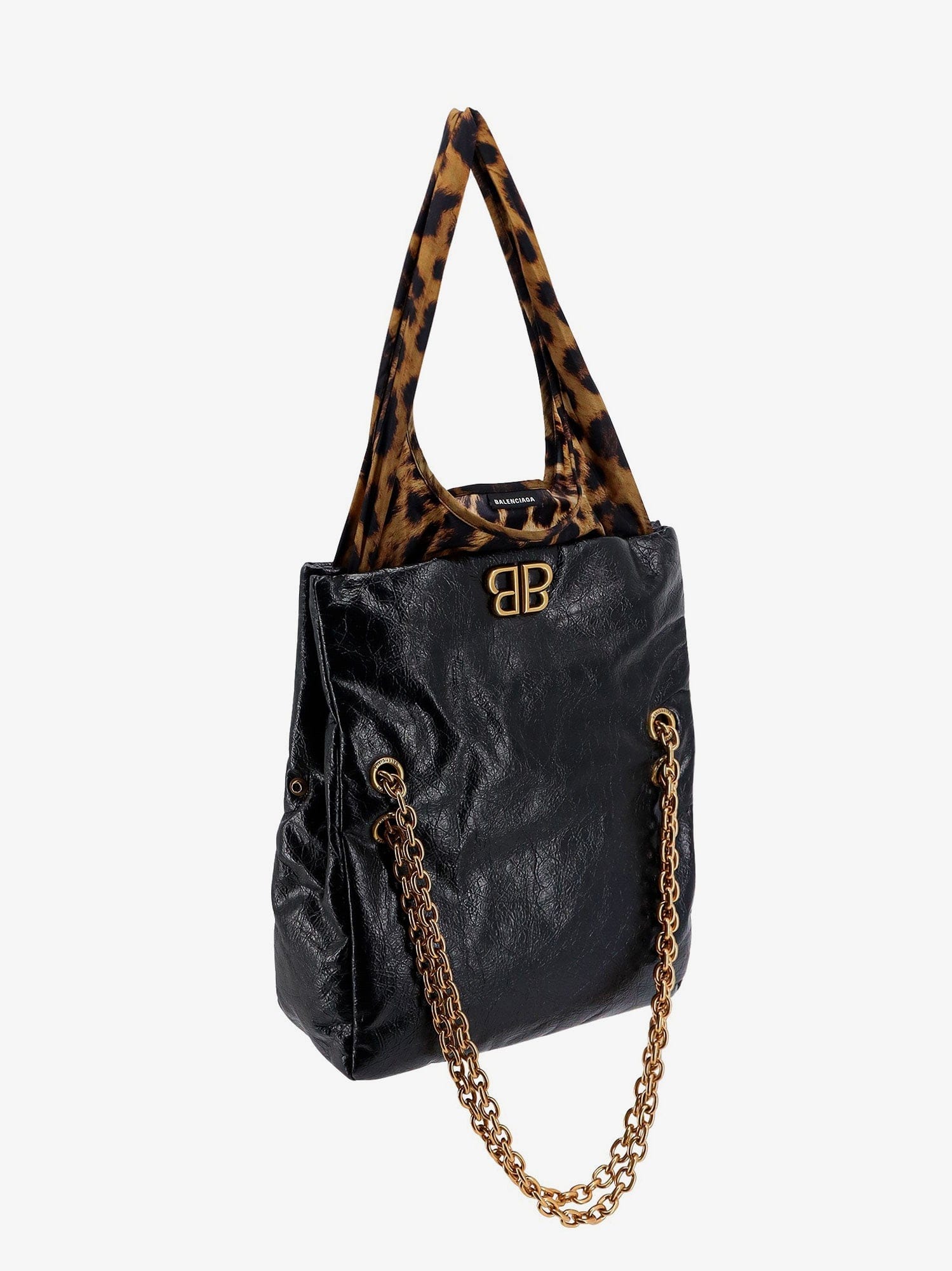 Balenciaga Changeable leather shoulder bag with animalier insert