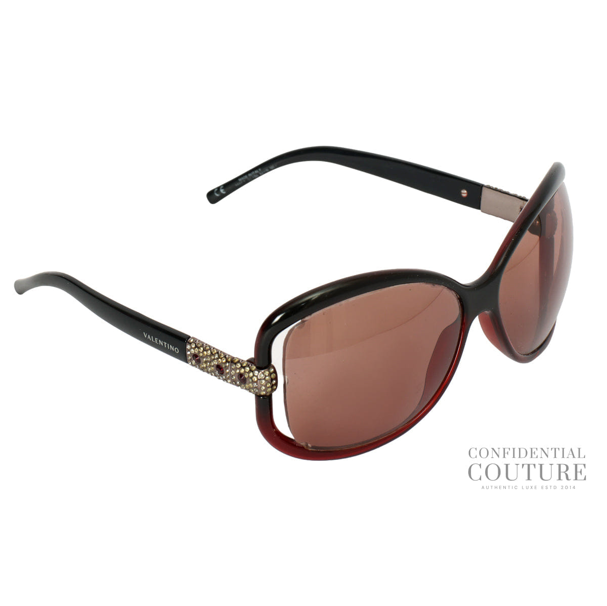 Valentino 5553S OCYB6 Black/Red Frame Sunglasses