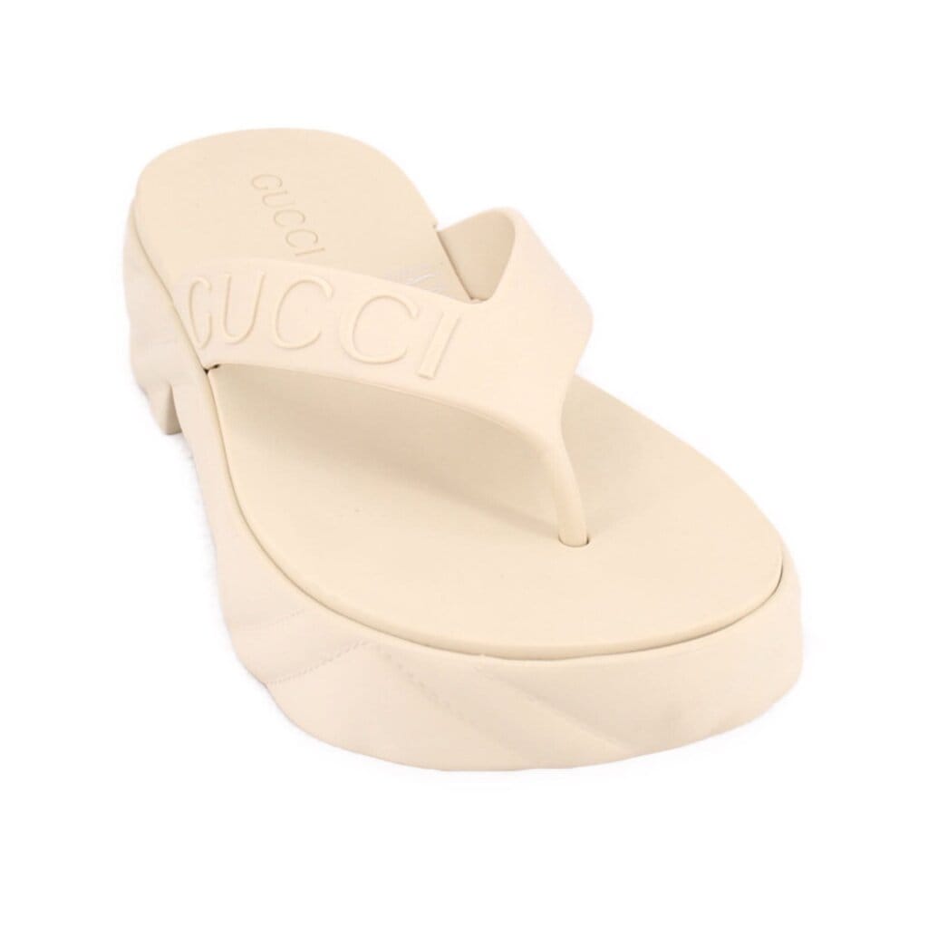 Gucci RUBBER FLIP FLOP SANDALS CREAM 37 EU | 7 US