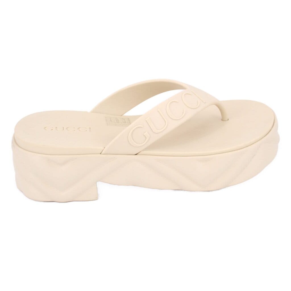 Gucci RUBBER FLIP FLOP SANDALS CREAM 37 EU | 7 US