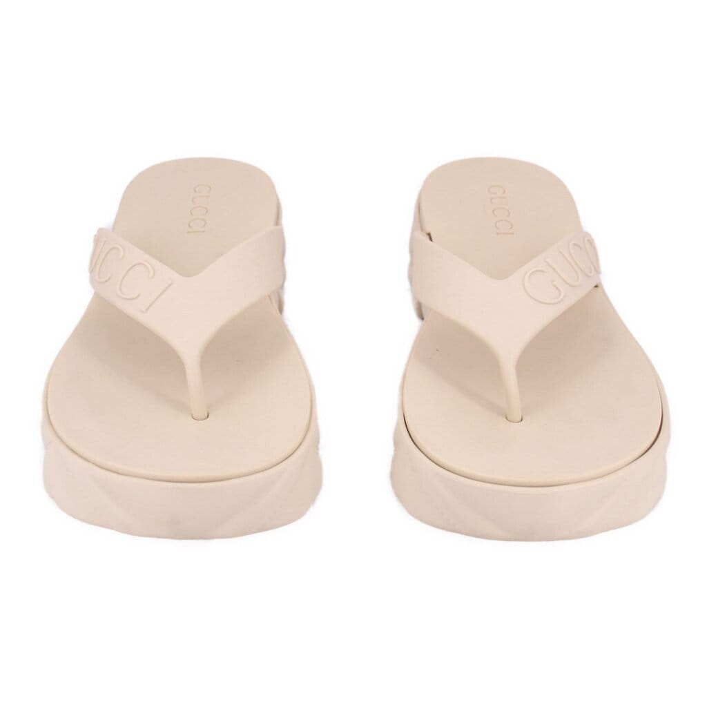 Gucci RUBBER FLIP FLOP SANDALS CREAM 37 EU | 7 US