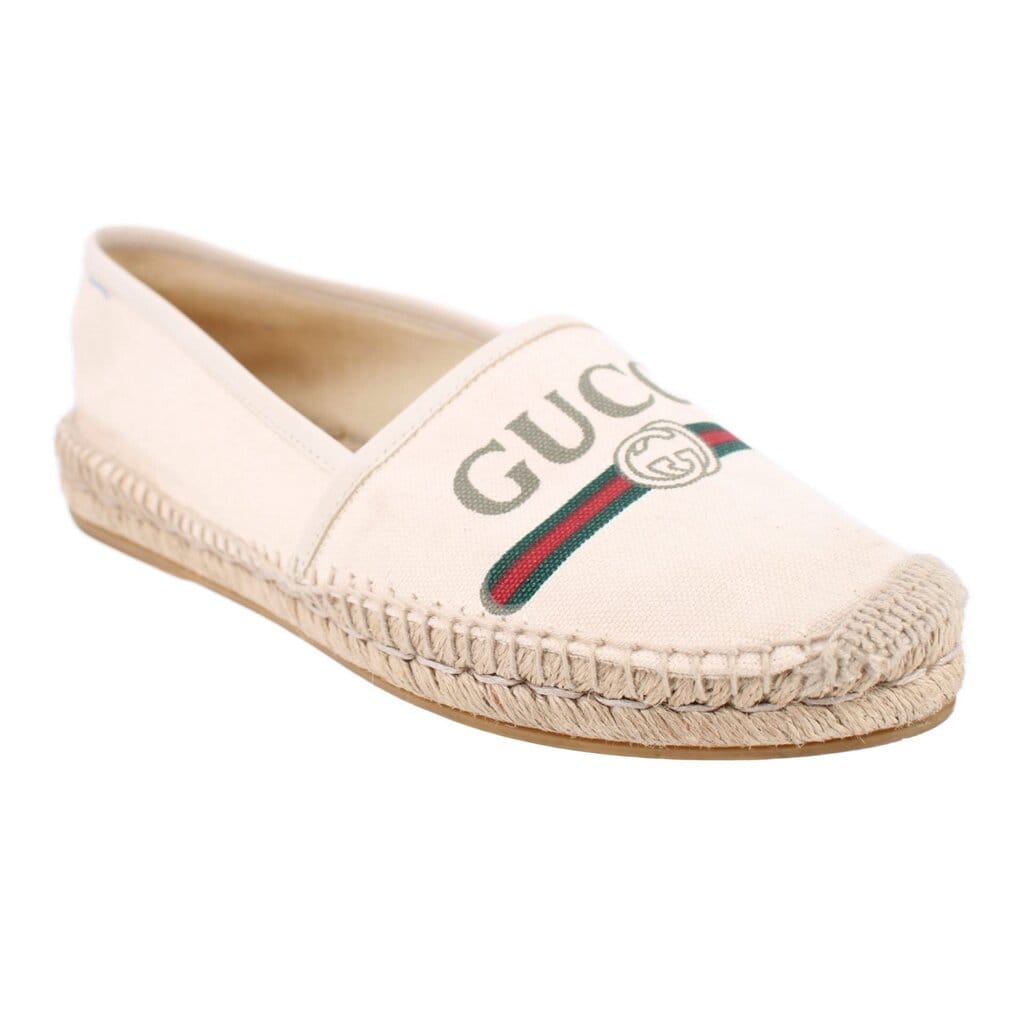Gucci CANVAS LOGO FLATS CREAM 38 EU | 8 US