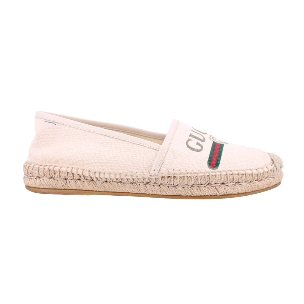 Gucci CANVAS LOGO FLATS CREAM 38 EU | 8 US