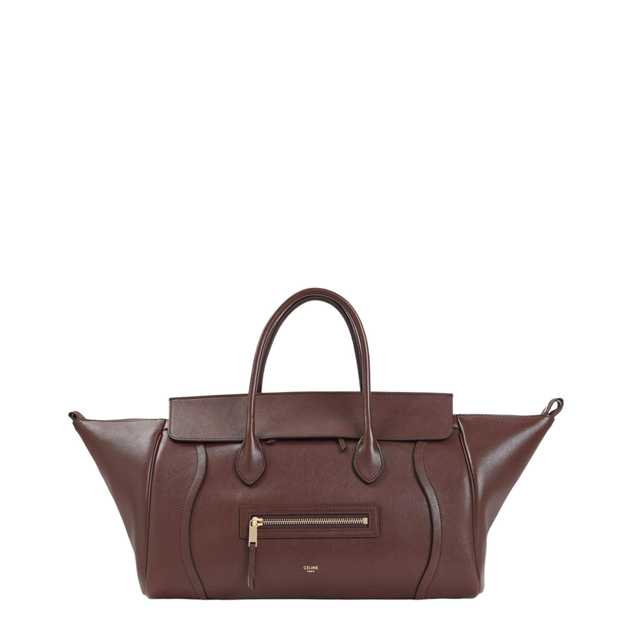 Celine Large Calfskin Handbag - Dark Brown