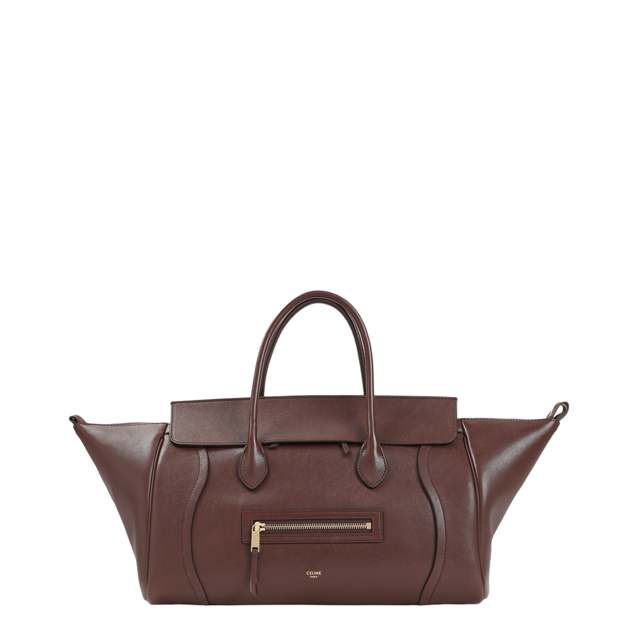Celine Large Calfskin Handbag - Dark Brown