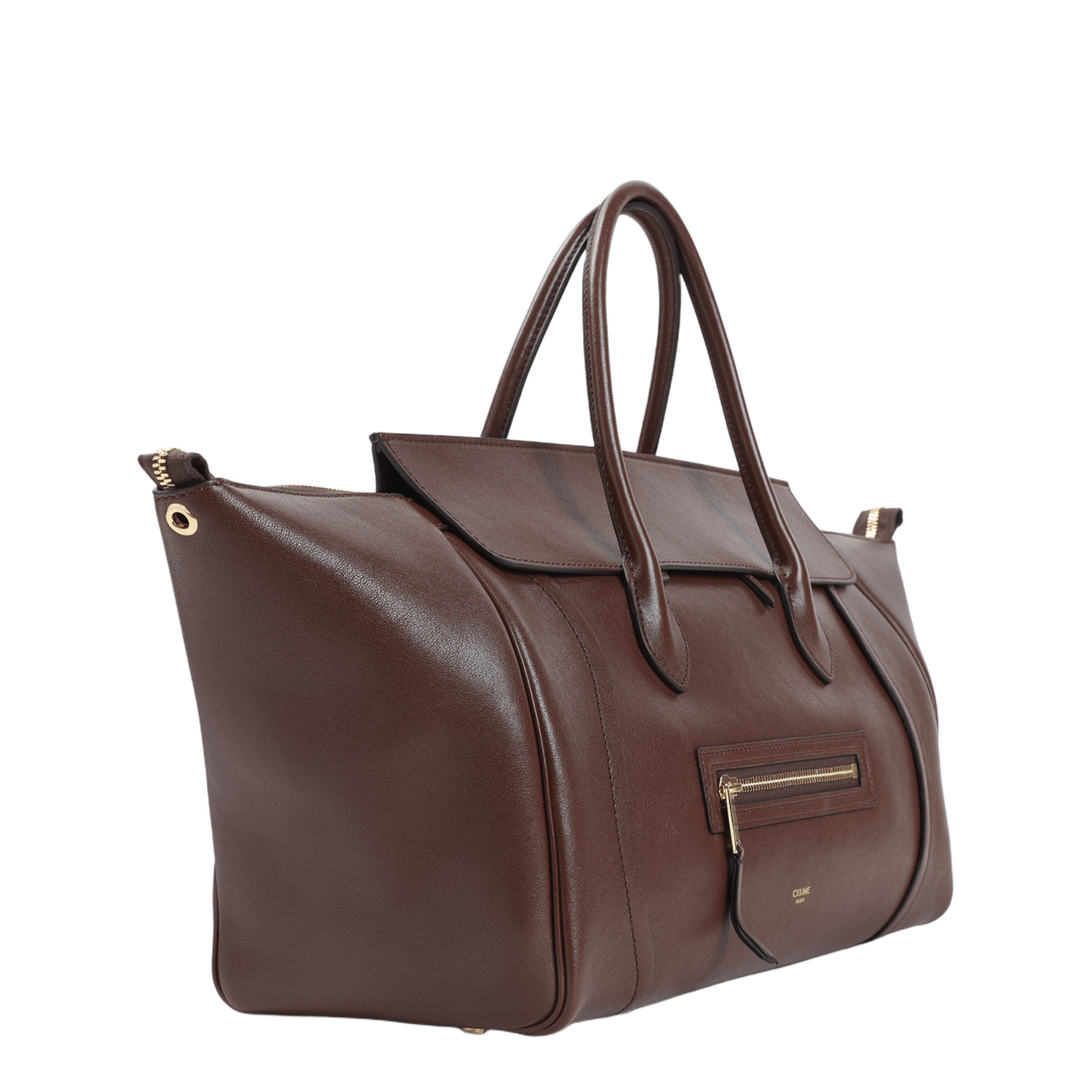 Celine Large Calfskin Handbag - Dark Brown