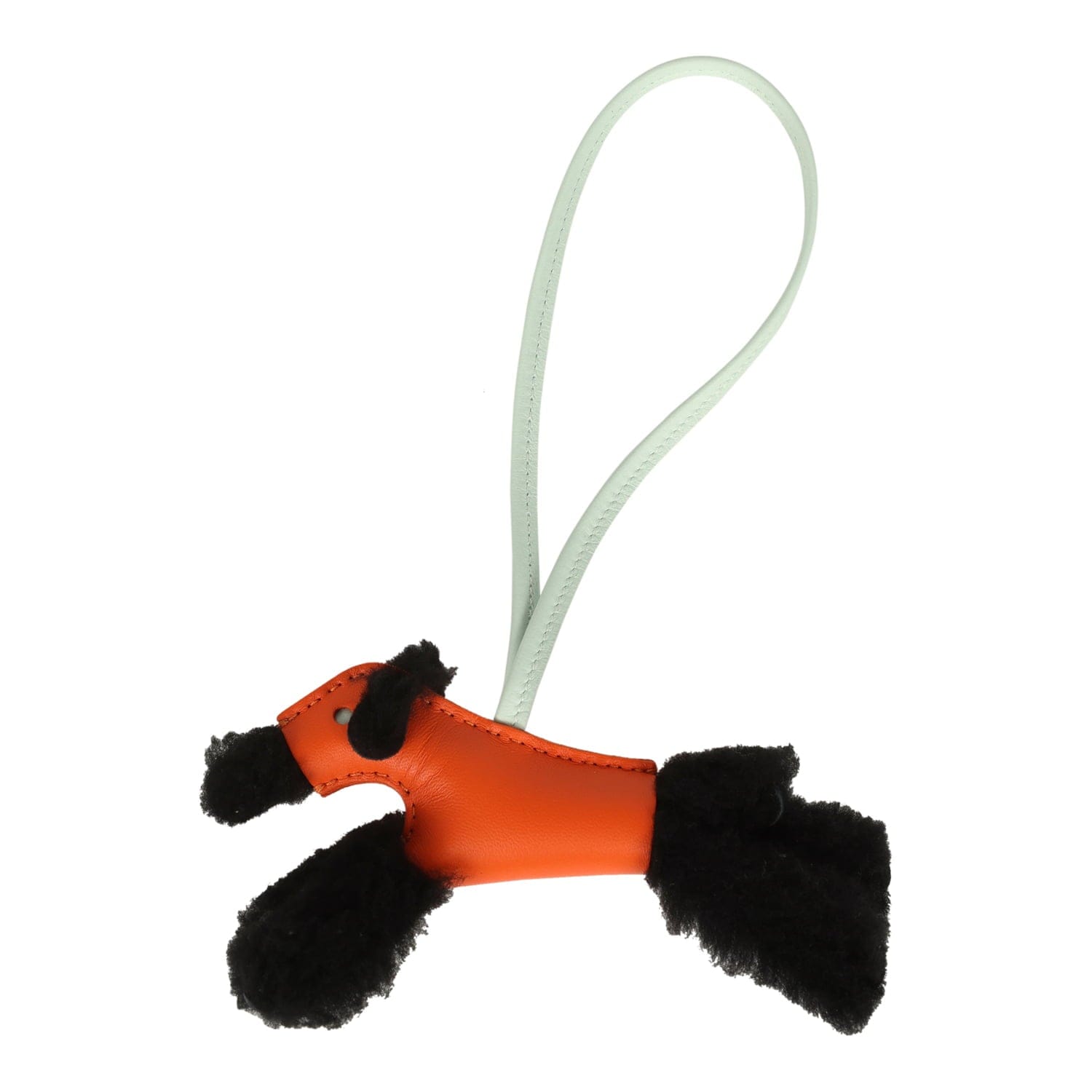 Hermes Budy Bag Charm Black, Feu and Vert Peppermint Milo Lambskin and Merino Wool