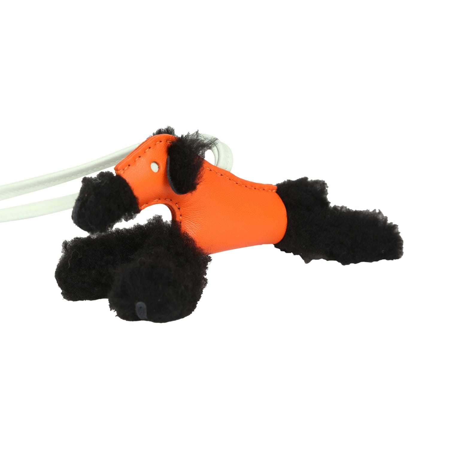Hermes Budy Bag Charm Black, Feu and Vert Peppermint Milo Lambskin and Merino Wool