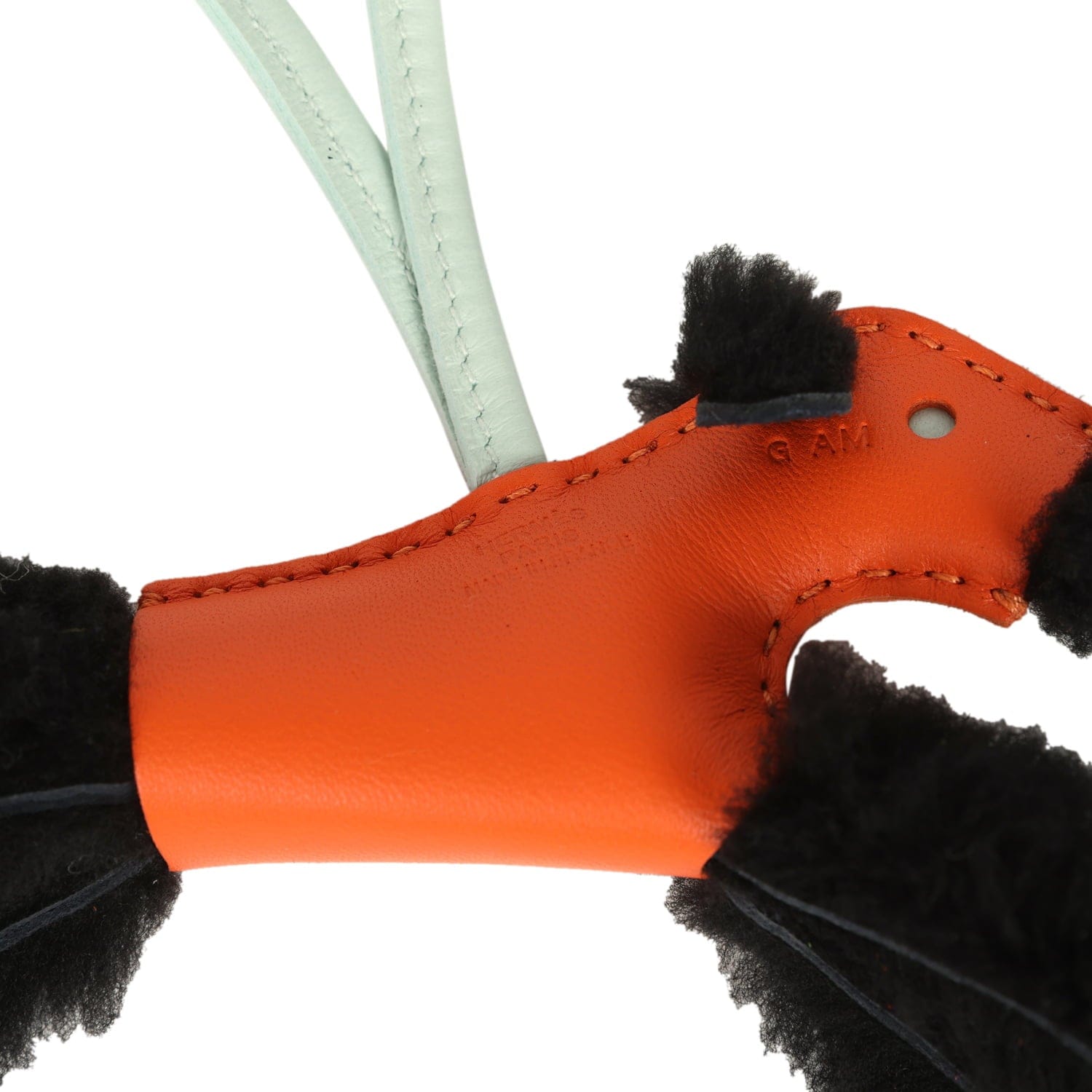 Hermes Budy Bag Charm Black, Feu and Vert Peppermint Milo Lambskin and Merino Wool