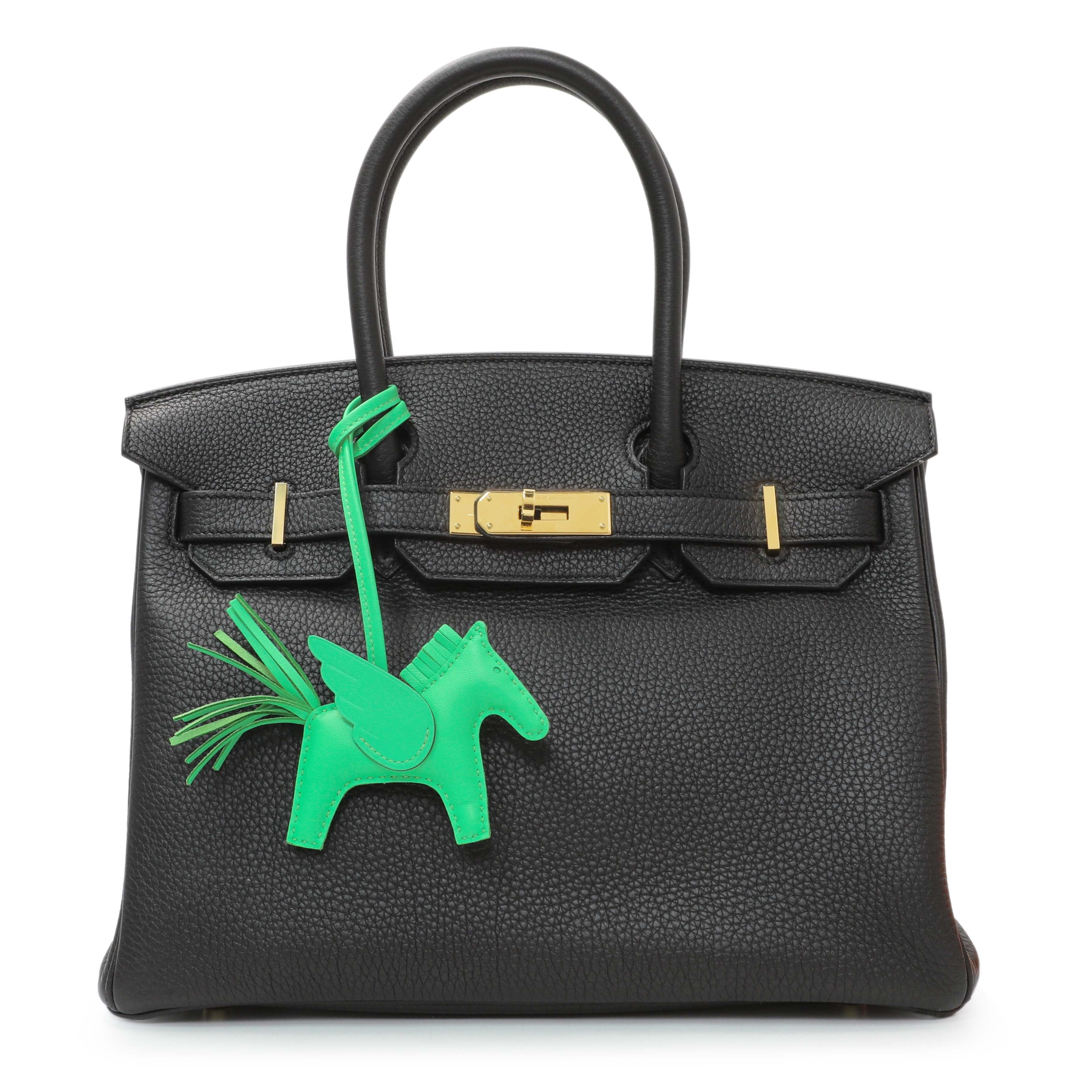Hermes Milo Green Lambskin Grigri Rodeo Pegase Horse Bag Charm PM