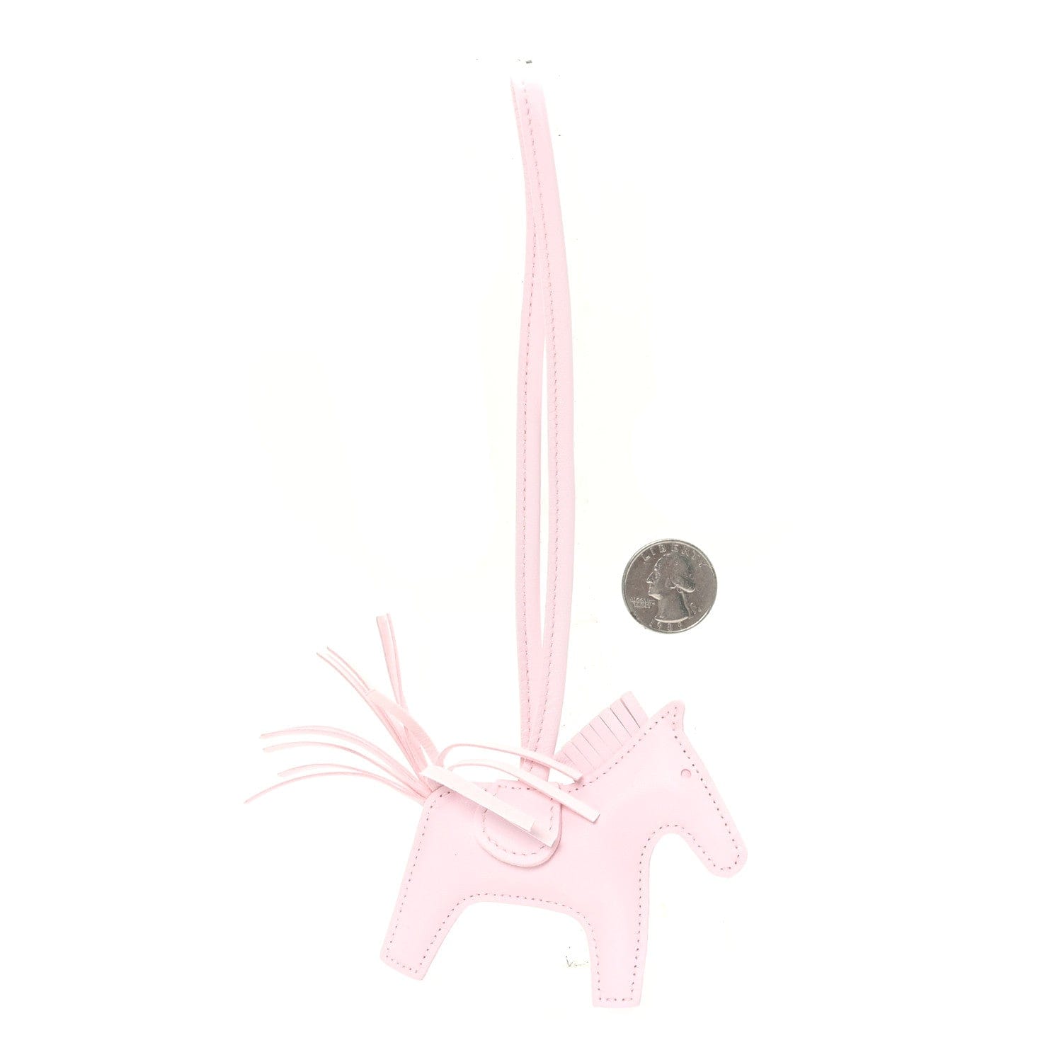 Hermes Milo Lambskin Rodeo Horse Bag Charm PM Rose Darling