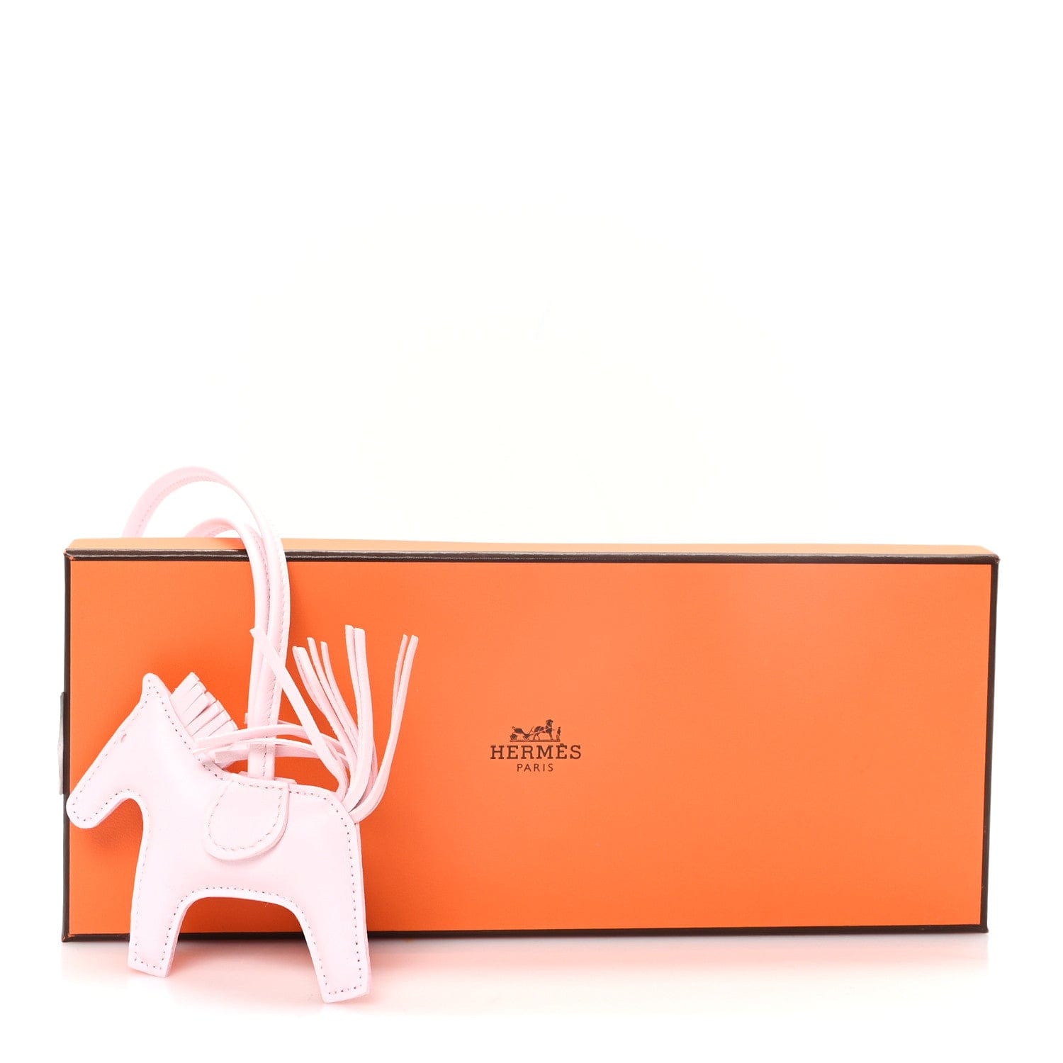 Hermes Milo Lambskin Rodeo Horse Bag Charm PM Rose Darling