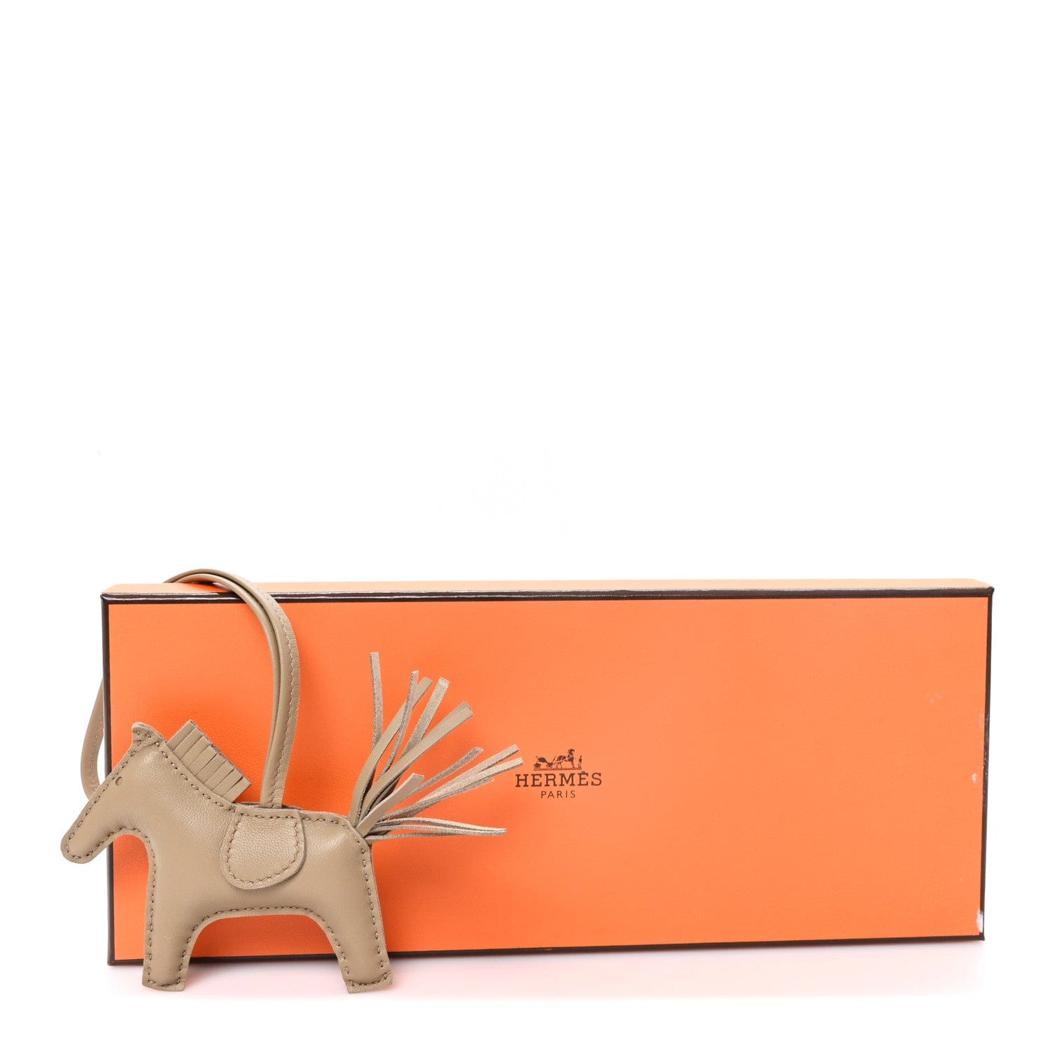 Hermes Milo Lambskin Grigri Rodeo Horse Bag Charm PM Beige Marfa Beige Marfa