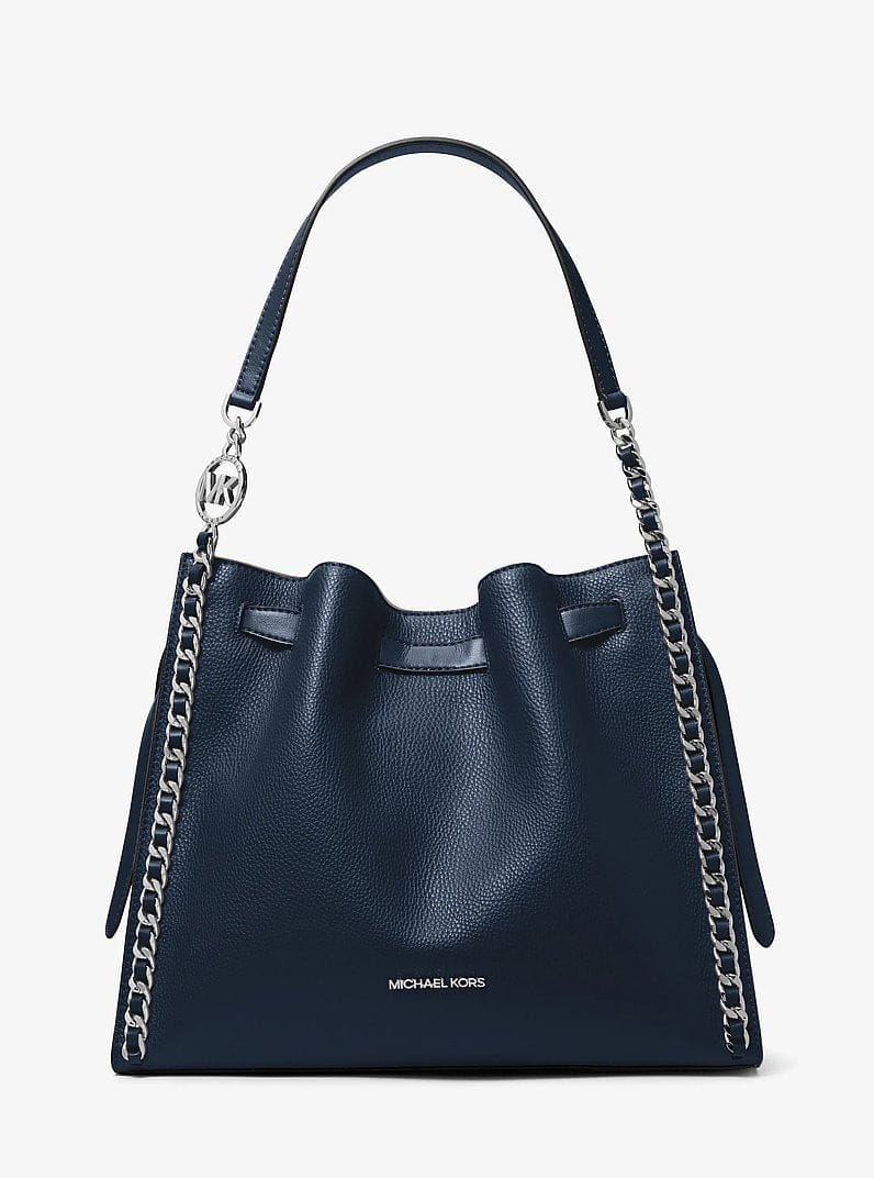 Michael Kors Mina Large Chain Shoulder Bag Navy