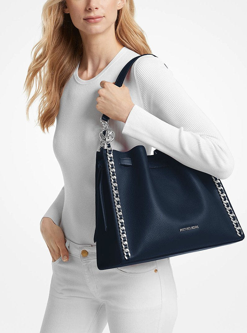 Michael Kors Mina Large Chain Shoulder Bag Navy