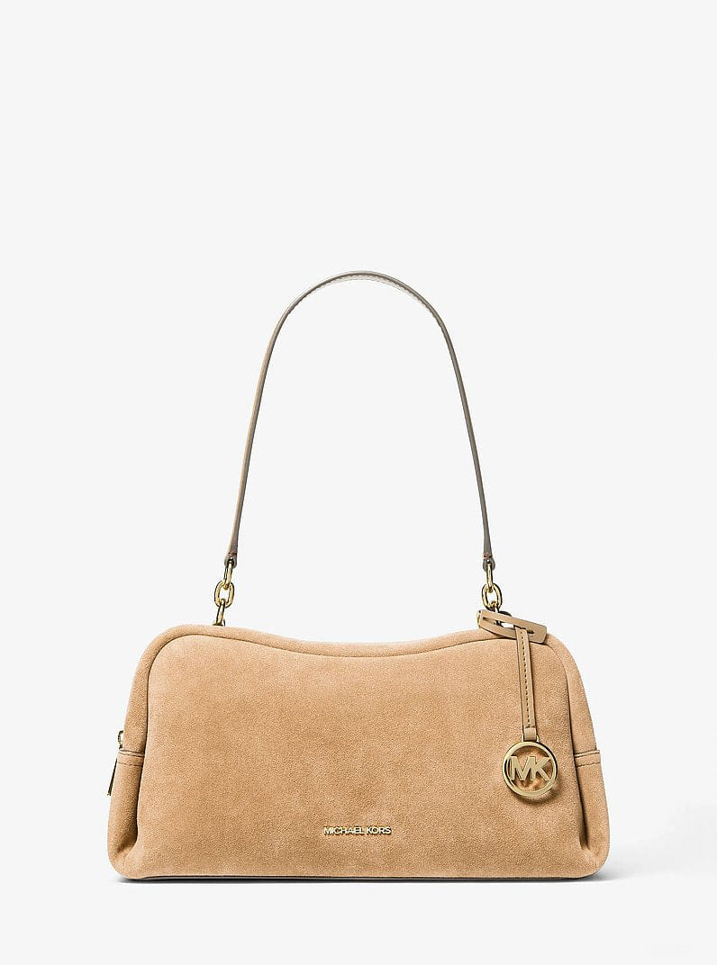 Michael Kors Cecily Medium Suede Shoulder Bag Camel