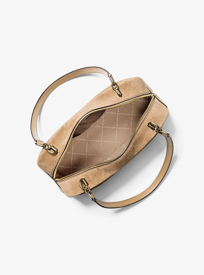 Michael Kors Cecily Medium Suede Shoulder Bag Camel
