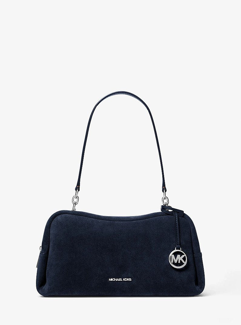 Michael Kors Cecily Medium Suede Shoulder Bag Navy