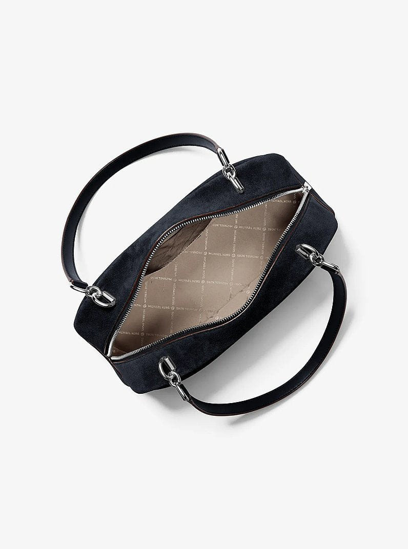 Michael Kors Cecily Medium Suede Shoulder Bag Navy