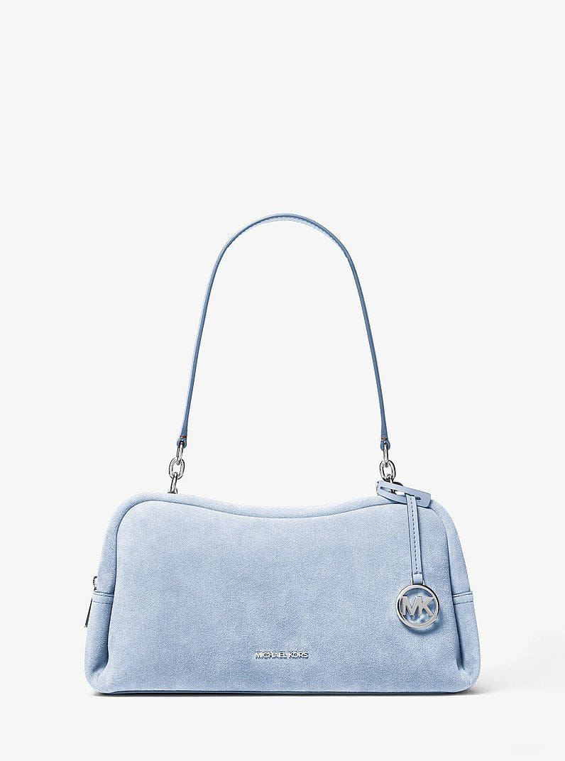 Michael Kors Cecily Medium Suede Shoulder Bag Pale Ocean
