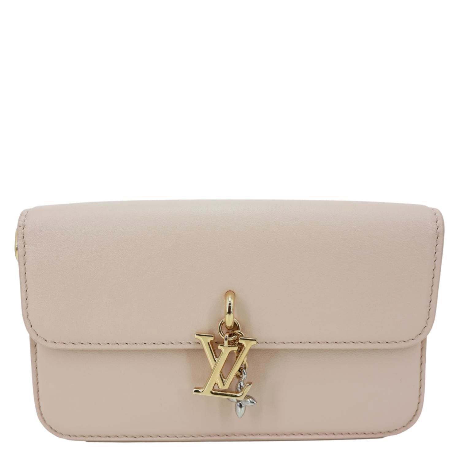 LOUIS VUITTON LV Bloom Calfskin Leather Wallet On Chain Pink